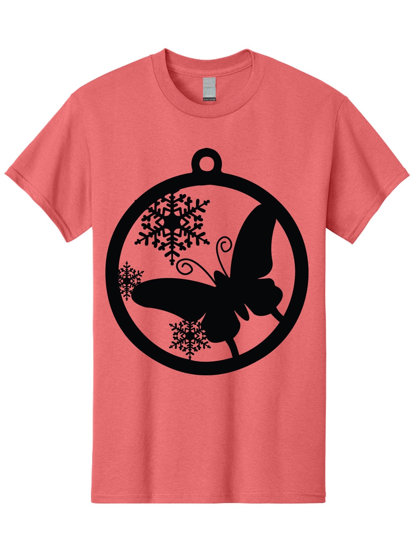 Butterfly-Ornament Men'S Graphic Tee, 100% Cotton, Comfortable Casual Summer Wear, Machine Washable, Butterfly, Snowflakes, Ornament, Winter Decor, Festive Design, Holiday Theme, Delicate Patterns, Intricate Details, Christmas Decoration Aac553 15