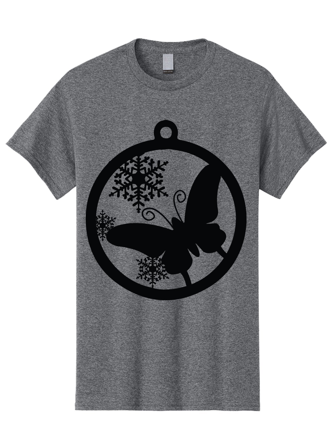 Butterfly-Ornament Men'S Graphic Tee, 100% Cotton, Comfortable Casual Summer Wear, Machine Washable, Butterfly, Snowflakes, Ornament, Winter Decor, Festive Design, Holiday Theme, Delicate Patterns, Intricate Details, Christmas Decoration Aac553 8
