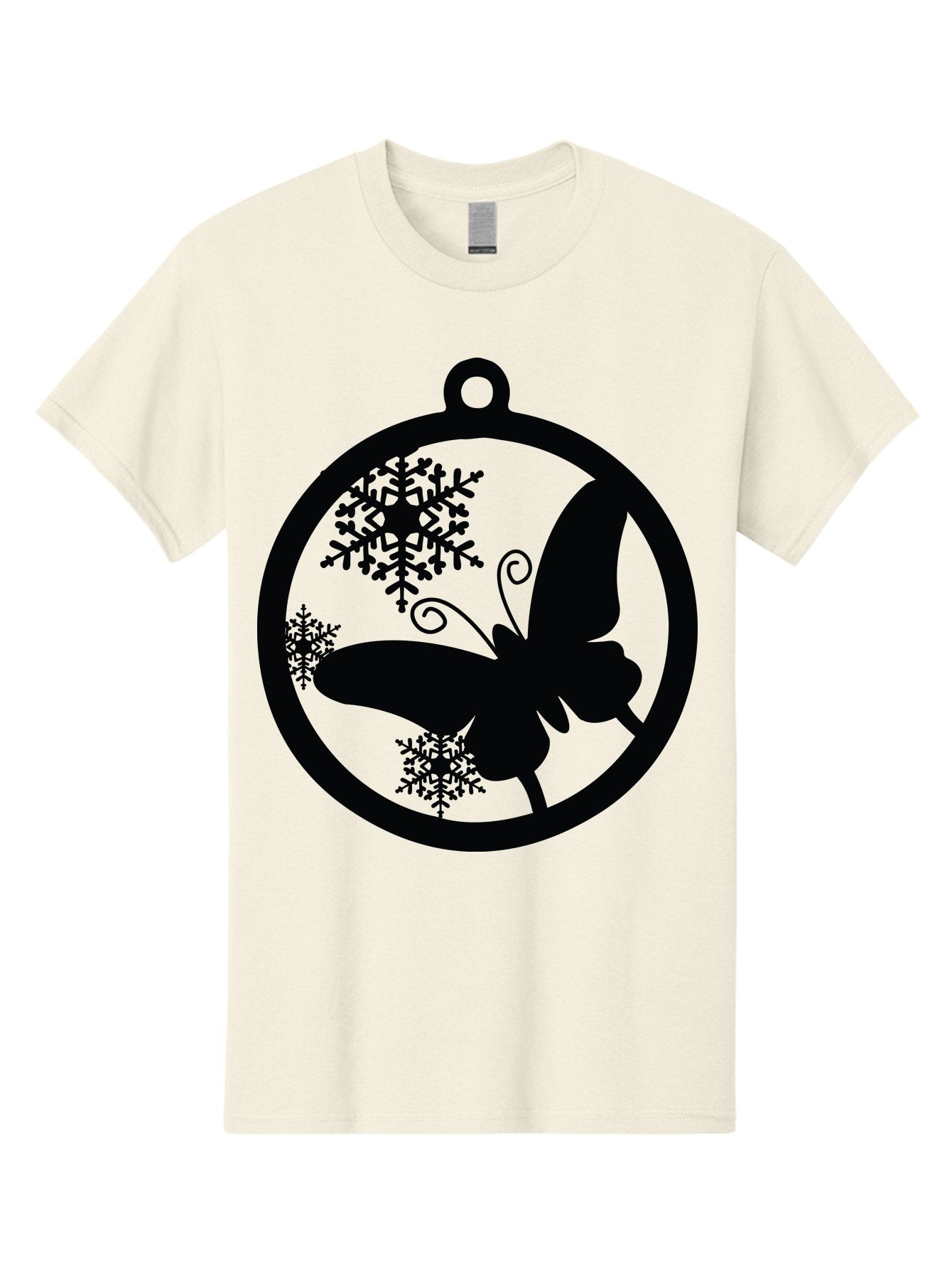 Butterfly-Ornament Men'S Graphic Tee, 100% Cotton, Comfortable Casual Summer Wear, Machine Washable, Butterfly, Snowflakes, Ornament, Winter Decor, Festive Design, Holiday Theme, Delicate Patterns, Intricate Details, Christmas Decoration Aac553 14