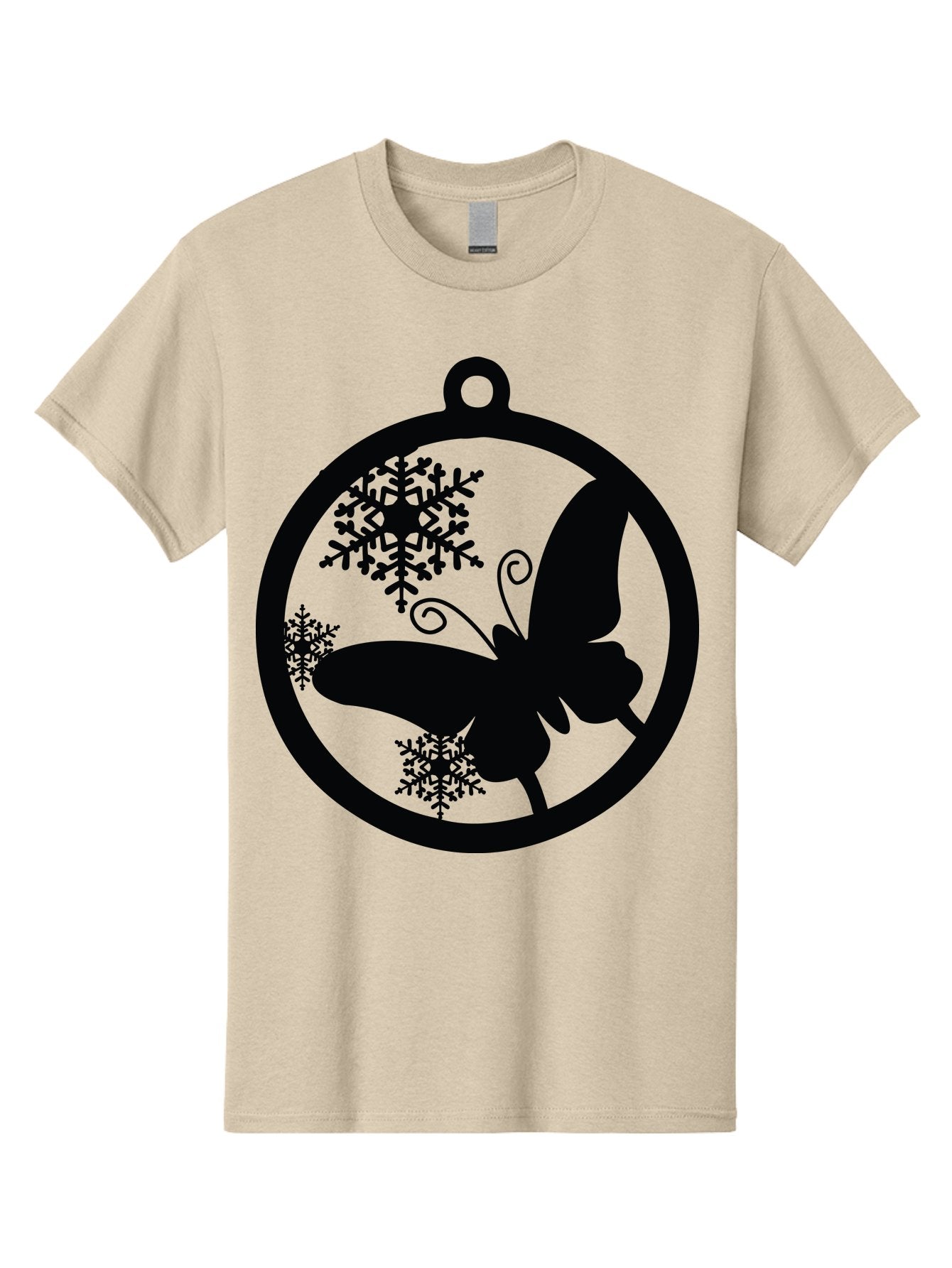 Butterfly-Ornament Men'S Graphic Tee, 100% Cotton, Comfortable Casual Summer Wear, Machine Washable, Butterfly, Snowflakes, Ornament, Winter Decor, Festive Design, Holiday Theme, Delicate Patterns, Intricate Details, Christmas Decoration Aac553 13