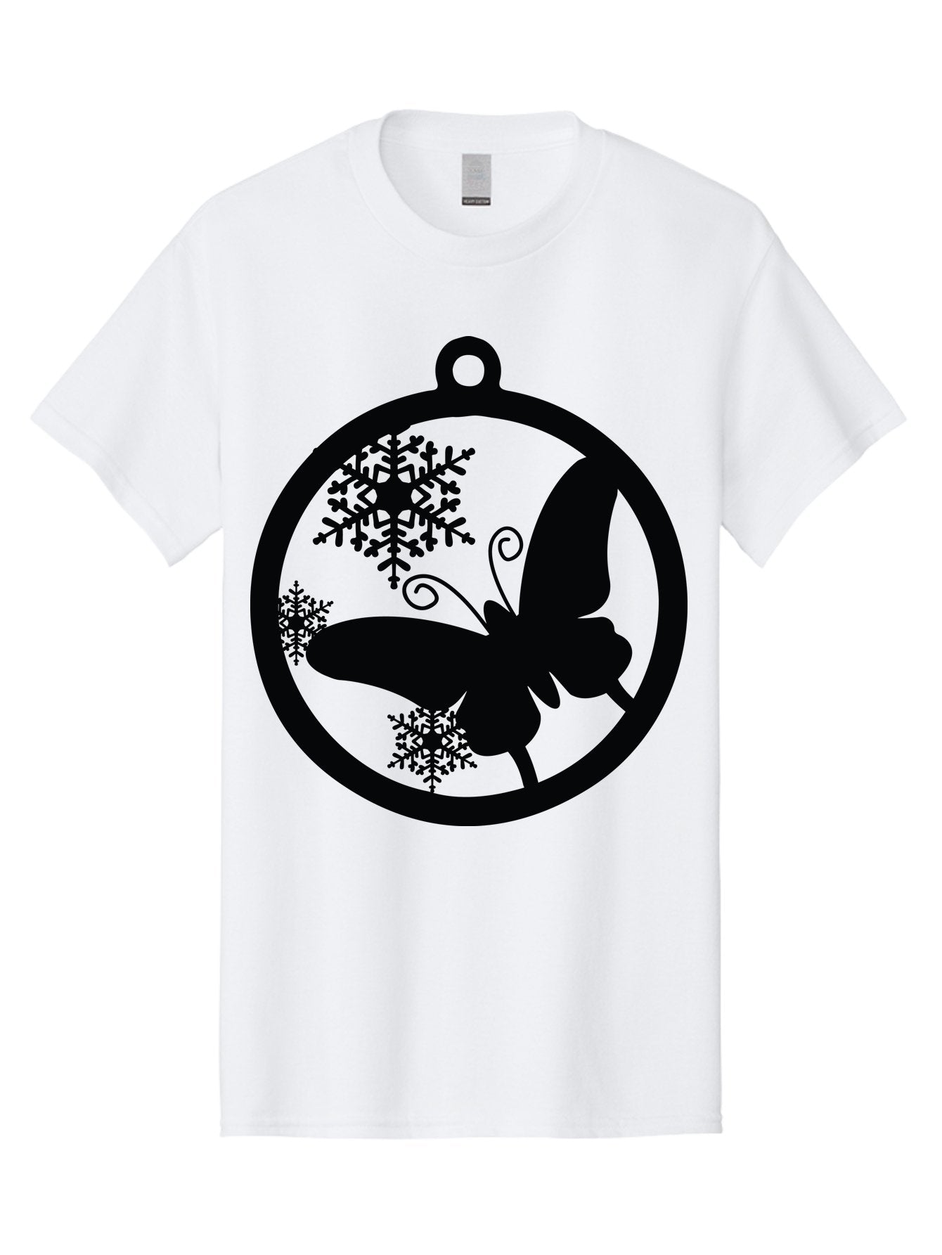 Butterfly-Ornament Men'S Graphic Tee, 100% Cotton, Comfortable Casual Summer Wear, Machine Washable, Butterfly, Snowflakes, Ornament, Winter Decor, Festive Design, Holiday Theme, Delicate Patterns, Intricate Details, Christmas Decoration Aac553 10