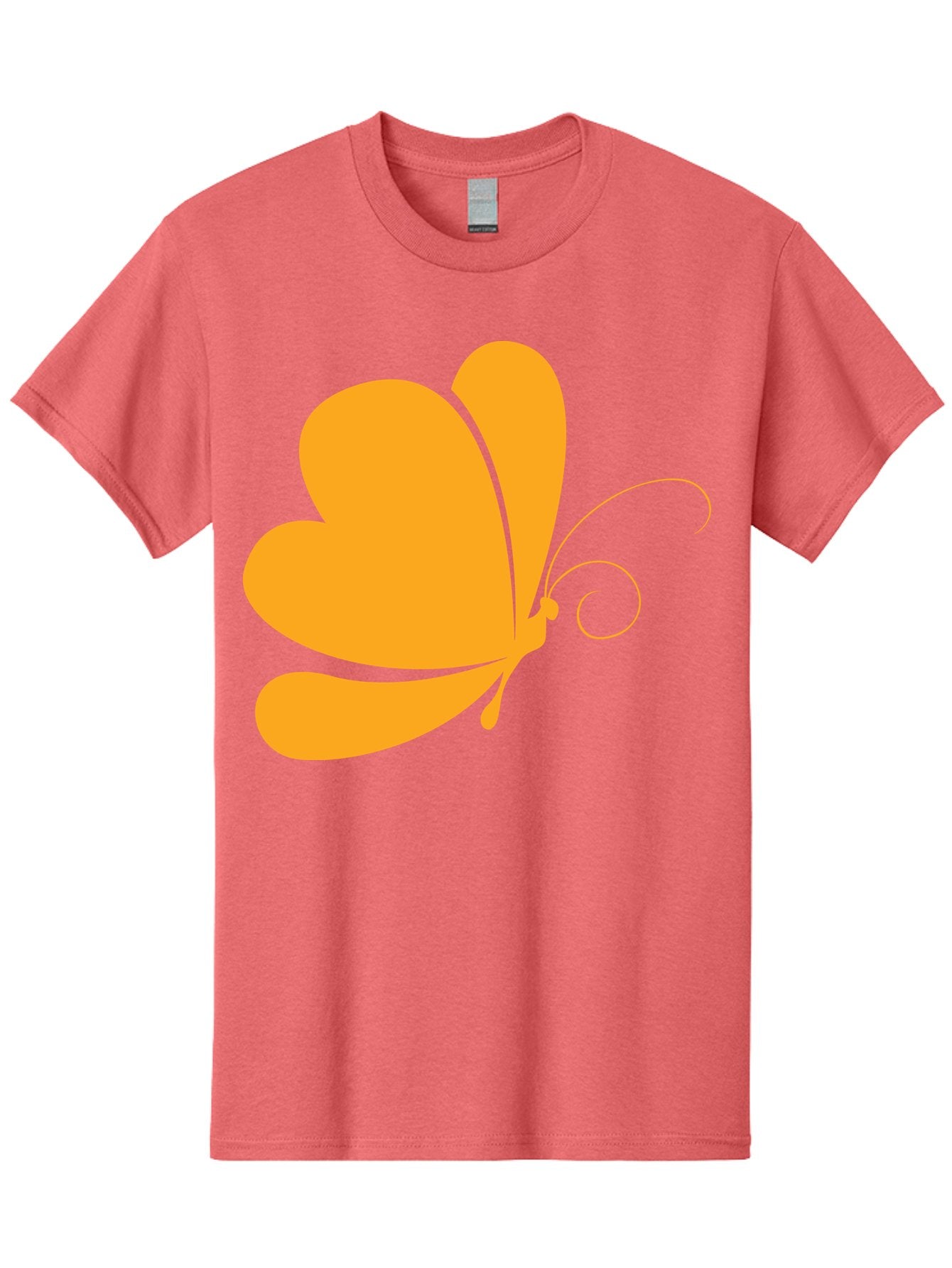 Butterfly Men'S Graphic Tee, 100% Cotton, Comfortable Casual Summer Wear, Machine Washable, Orange Butterfly, Minimalist Design, Stylized Insect, Delicate Features, Orange Silhouette, Butterfly Wings, Simple Shapes, Graphic Illustration, Aac554 6