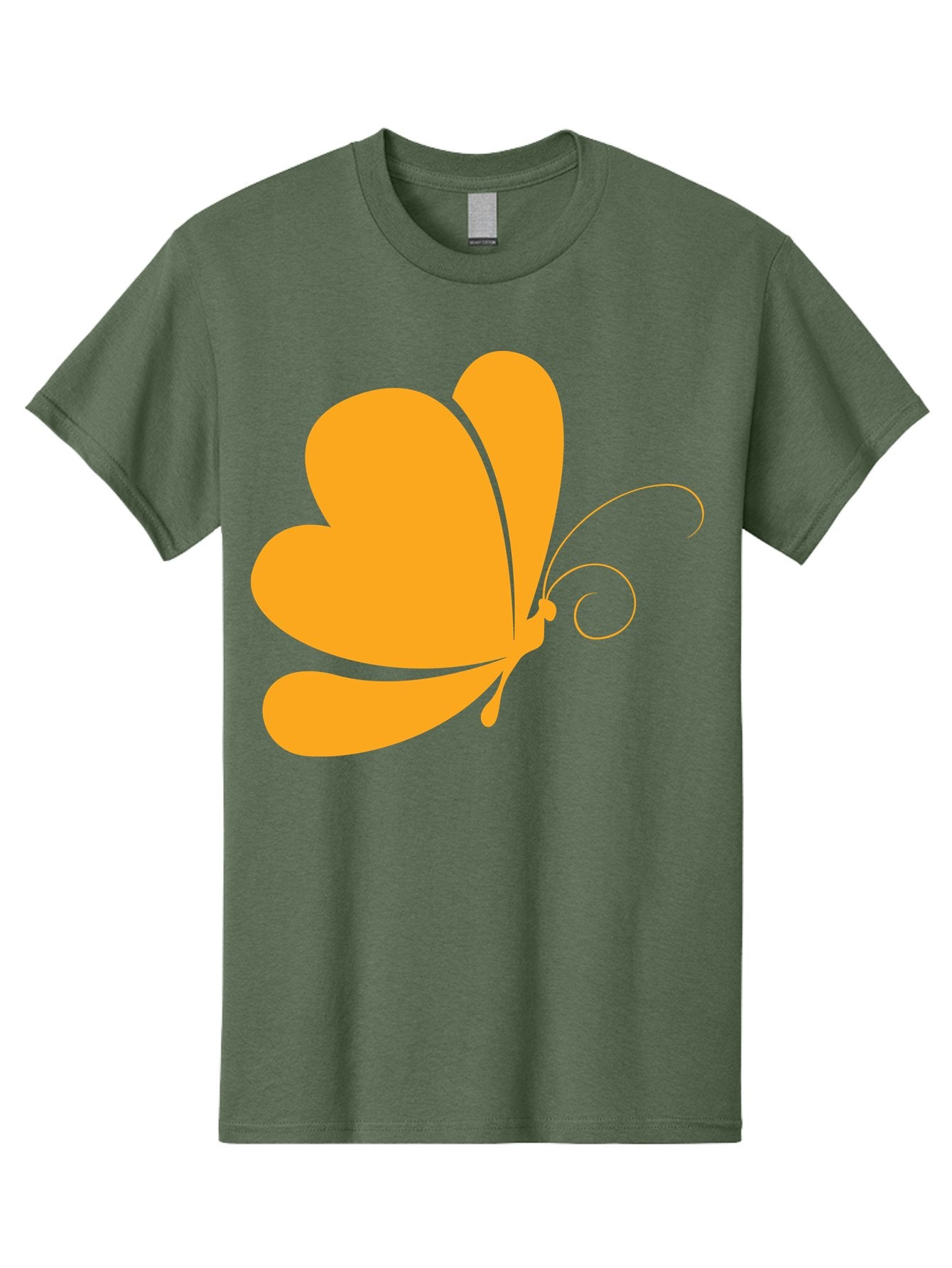 Butterfly Men'S Graphic Tee, 100% Cotton, Comfortable Casual Summer Wear, Machine Washable, Orange Butterfly, Minimalist Design, Stylized Insect, Delicate Features, Orange Silhouette, Butterfly Wings, Simple Shapes, Graphic Illustration, Aac554