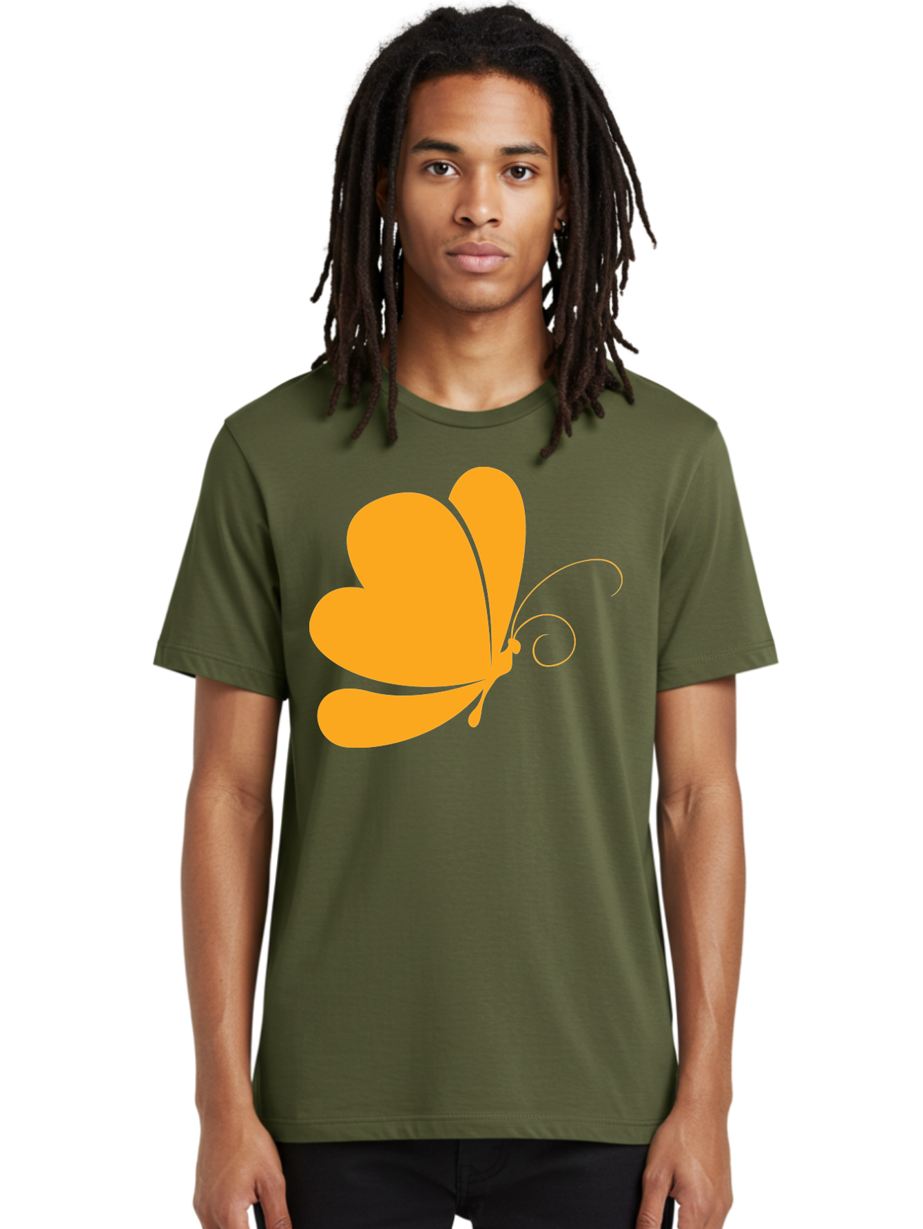 Butterfly Men'S Graphic Tee, 100% Cotton, Comfortable Casual Summer Wear, Machine Washable, Orange Butterfly, Minimalist Design, Stylized Insect, Delicate Features, Orange Silhouette, Butterfly Wings, Simple Shapes, Graphic Illustration, Aac554 22