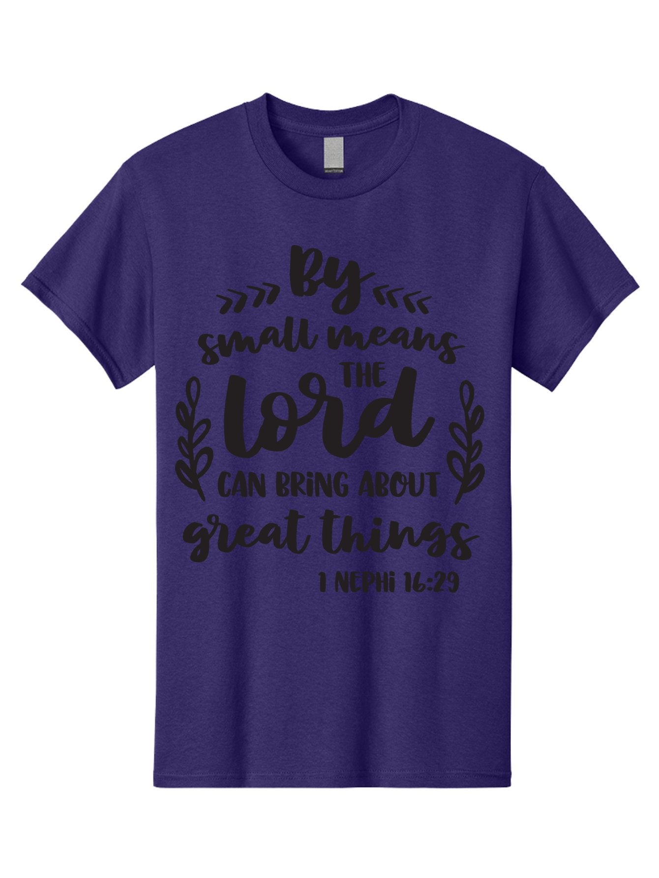By-Small-Means-The-Lord-Can-Bring-About-Great-Things Men'S Graphic Tee, 100% Cotton, Comfortable Casual Summer Wear, Machine Washable, Inspirational Quote, Motivational Scripture, 1 Nephi 16:29, Small Means Great Things, Lord'S Power, Aac555 4