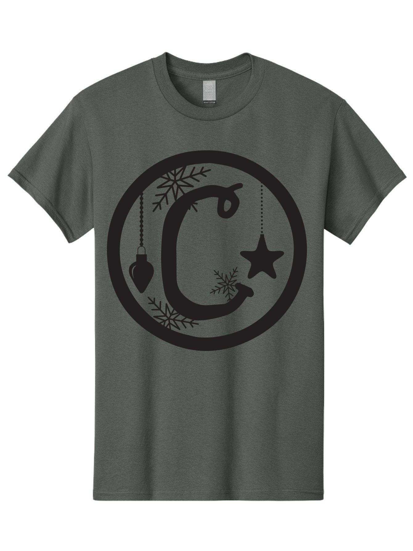 C Men'S Graphic Tee, 100% Cotton, Comfortable Casual Summer Wear, Machine Washable, Christmas Ornaments, Hanging Decorations, Christmas Tree, Festive Season, Holiday Decor, Winter Wonderland, Snowflakes, Christmas Star, Bauble, Christmas Theme Aac557