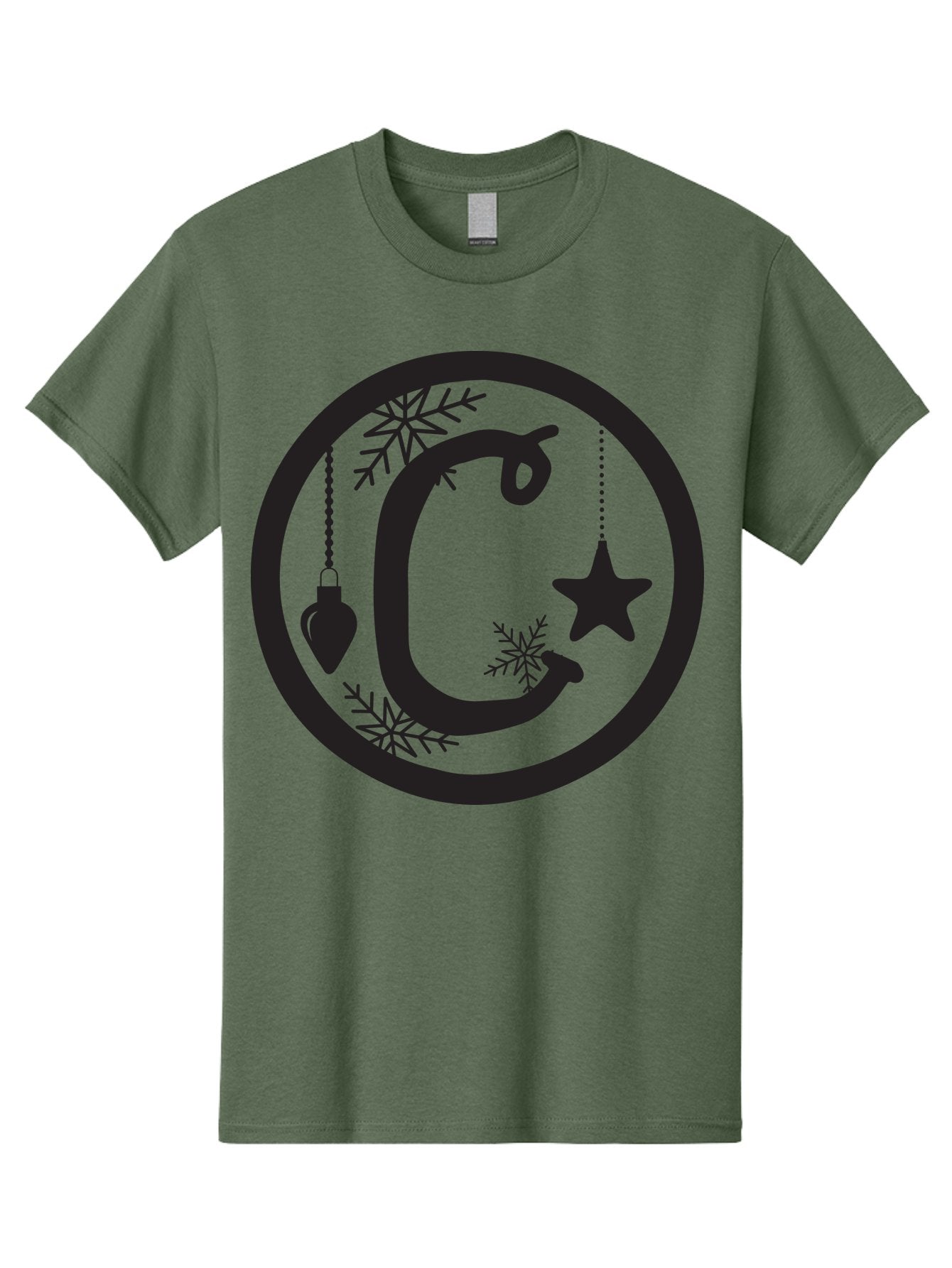 C Men'S Graphic Tee, 100% Cotton, Comfortable Casual Summer Wear, Machine Washable, Christmas Ornaments, Hanging Decorations, Christmas Tree, Festive Season, Holiday Decor, Winter Wonderland, Snowflakes, Christmas Star, Bauble, Christmas Theme Aac557 8