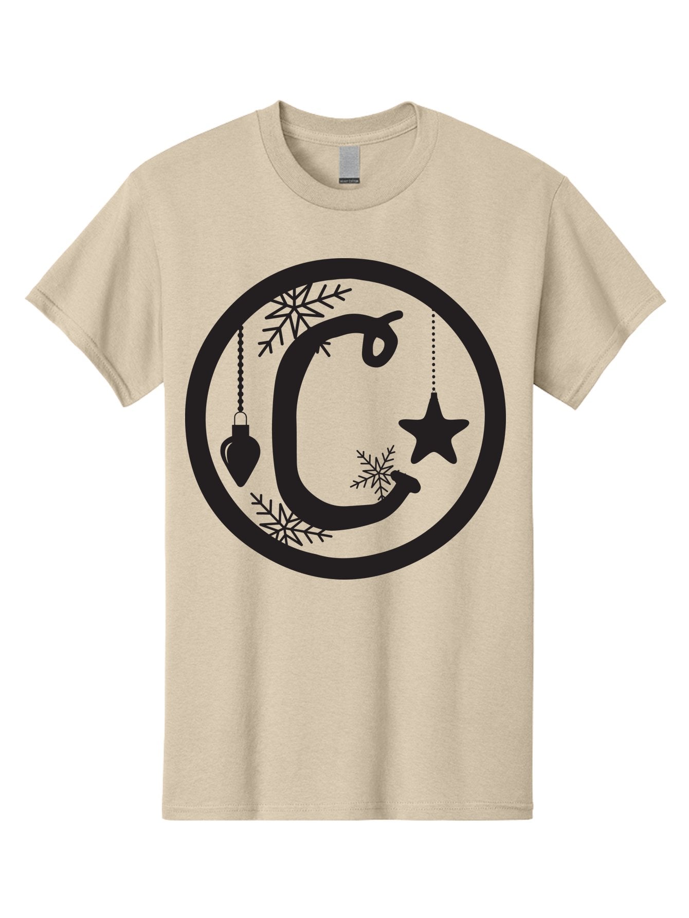 C Men'S Graphic Tee, 100% Cotton, Comfortable Casual Summer Wear, Machine Washable, Christmas Ornaments, Hanging Decorations, Christmas Tree, Festive Season, Holiday Decor, Winter Wonderland, Snowflakes, Christmas Star, Bauble, Christmas Theme Aac557 11