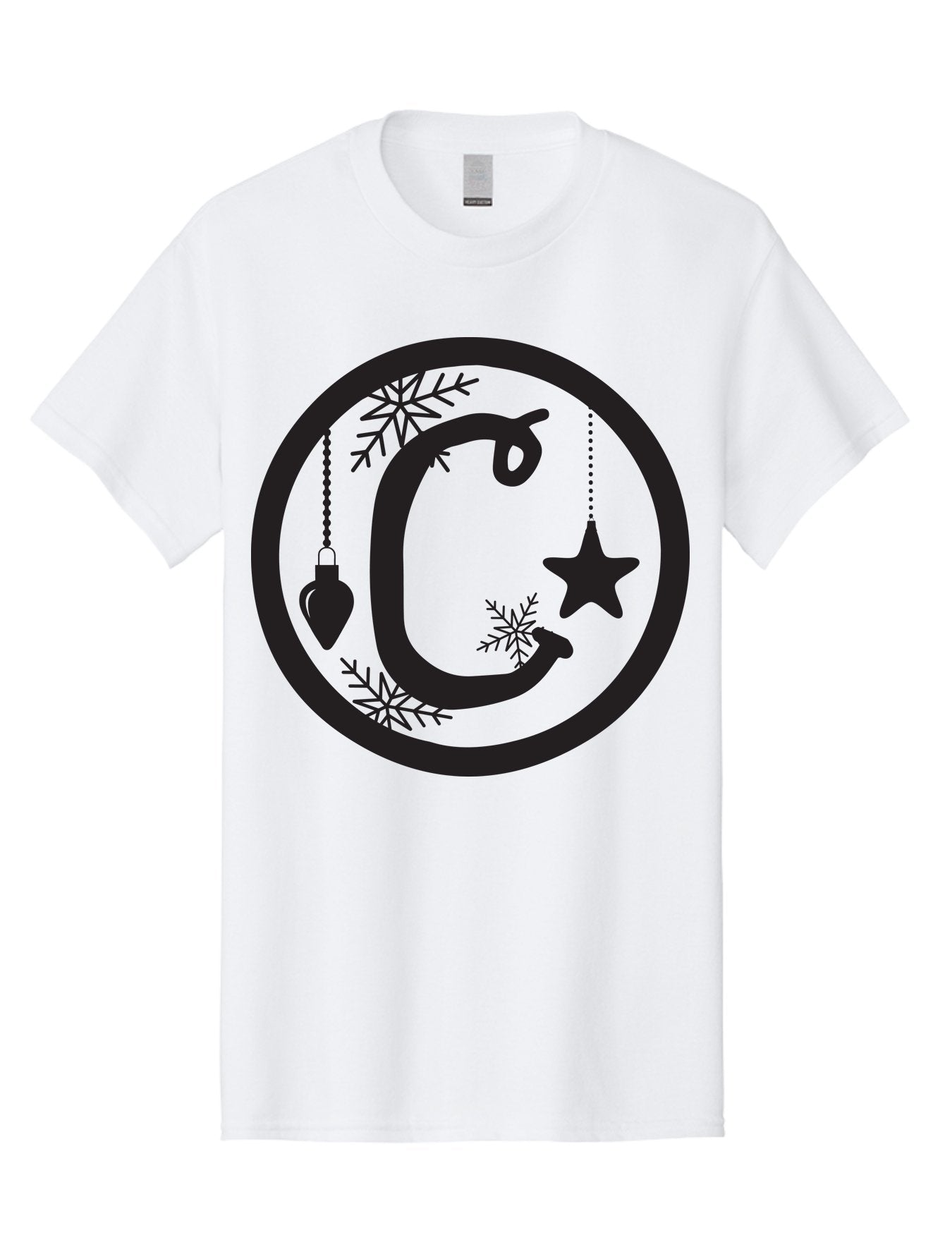 C Men'S Graphic Tee, 100% Cotton, Comfortable Casual Summer Wear, Machine Washable, Christmas Ornaments, Hanging Decorations, Christmas Tree, Festive Season, Holiday Decor, Winter Wonderland, Snowflakes, Christmas Star, Bauble, Christmas Theme Aac557 3