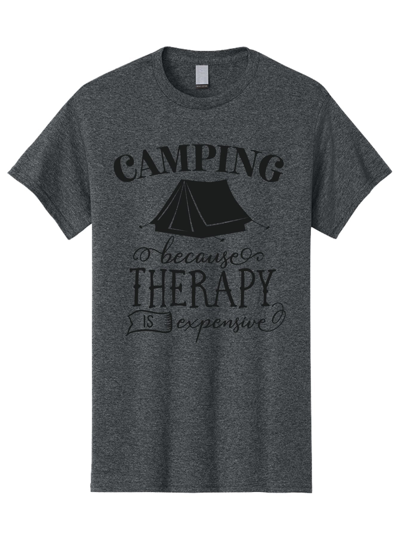 Camping-Because-Therapy-Is-Expensive Men'S Graphic Tee, 100% Cotton, Comfortable Casual Summer Wear, Machine Washable, Camping Quotes, Outdoor Adventures, Therapy Alternatives, Humorous Sayings, Camping Humor, Wellness Retreats, Aac559 5