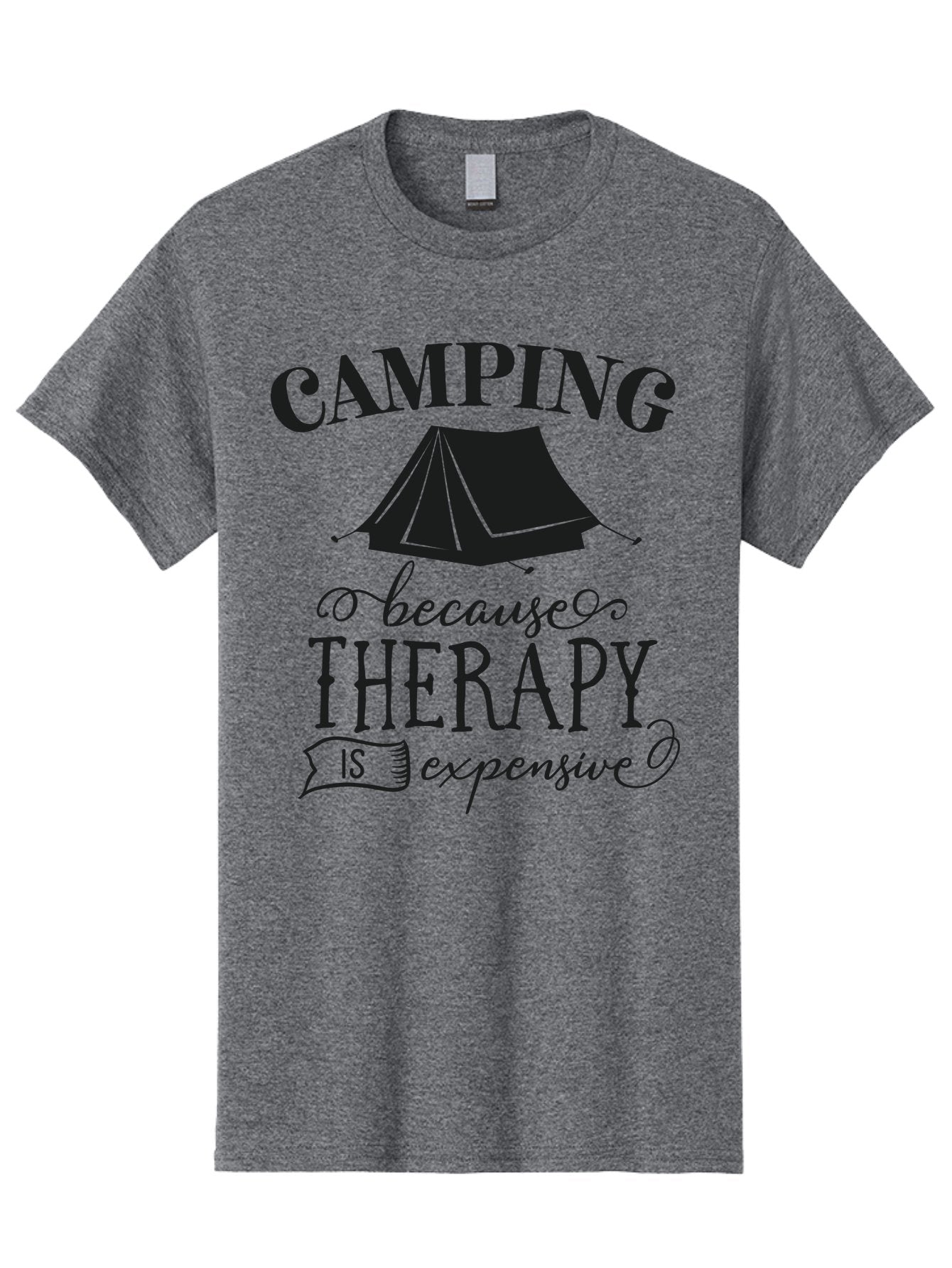 Camping-Because-Therapy-Is-Expensive Men'S Graphic Tee, 100% Cotton, Comfortable Casual Summer Wear, Machine Washable, Camping Quotes, Outdoor Adventures, Therapy Alternatives, Humorous Sayings, Camping Humor, Wellness Retreats, Aac559 10