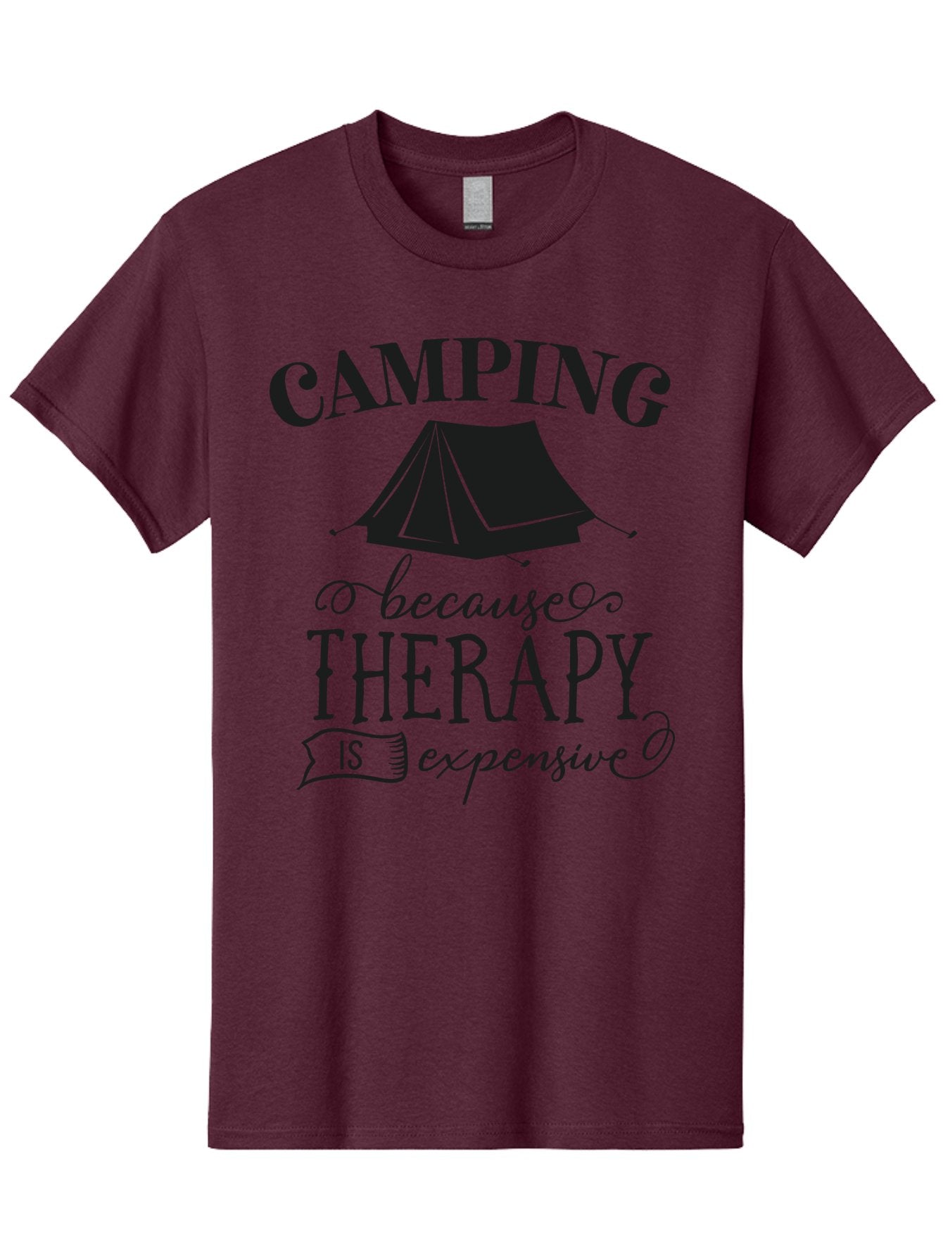 Camping-Because-Therapy-Is-Expensive Men'S Graphic Tee, 100% Cotton, Comfortable Casual Summer Wear, Machine Washable, Camping Quotes, Outdoor Adventures, Therapy Alternatives, Humorous Sayings, Camping Humor, Wellness Retreats, Aac559 15
