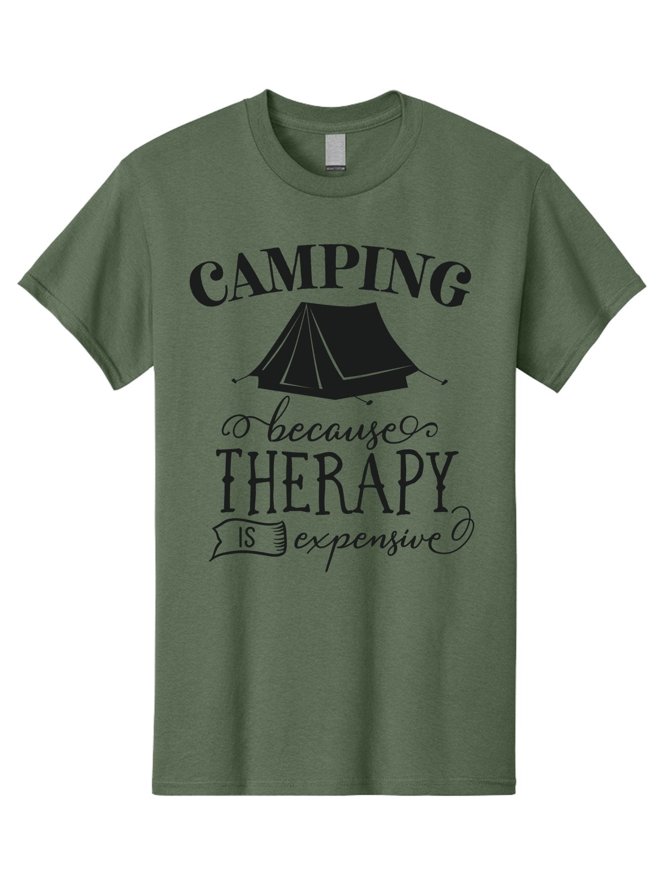 Camping-Because-Therapy-Is-Expensive Men'S Graphic Tee, 100% Cotton, Comfortable Casual Summer Wear, Machine Washable, Camping Quotes, Outdoor Adventures, Therapy Alternatives, Humorous Sayings, Camping Humor, Wellness Retreats, Aac559 13