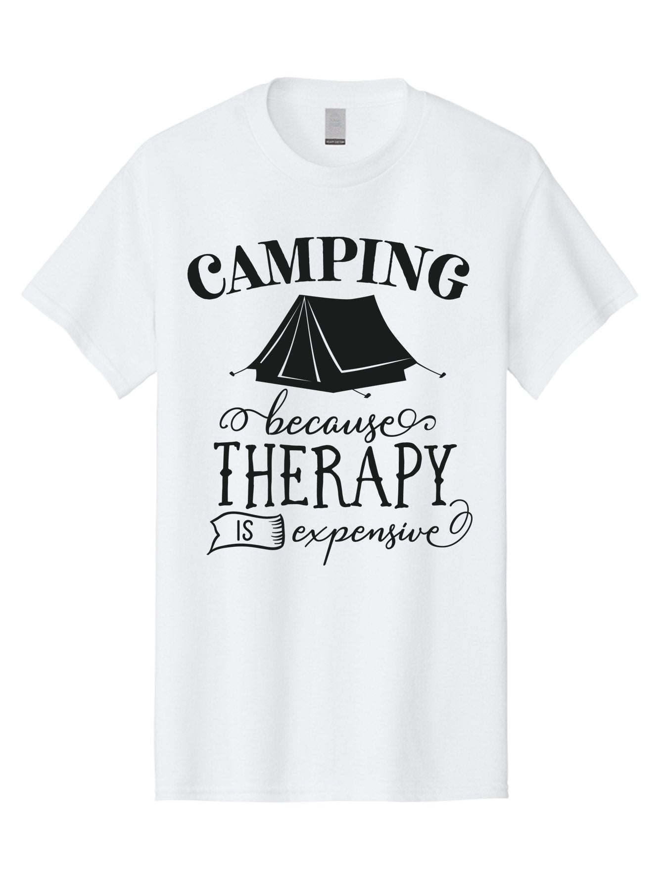 Camping-Because-Therapy-Is-Expensive Men'S Graphic Tee, 100% Cotton, Comfortable Casual Summer Wear, Machine Washable, Camping Quotes, Outdoor Adventures, Therapy Alternatives, Humorous Sayings, Camping Humor, Wellness Retreats, Aac559 6