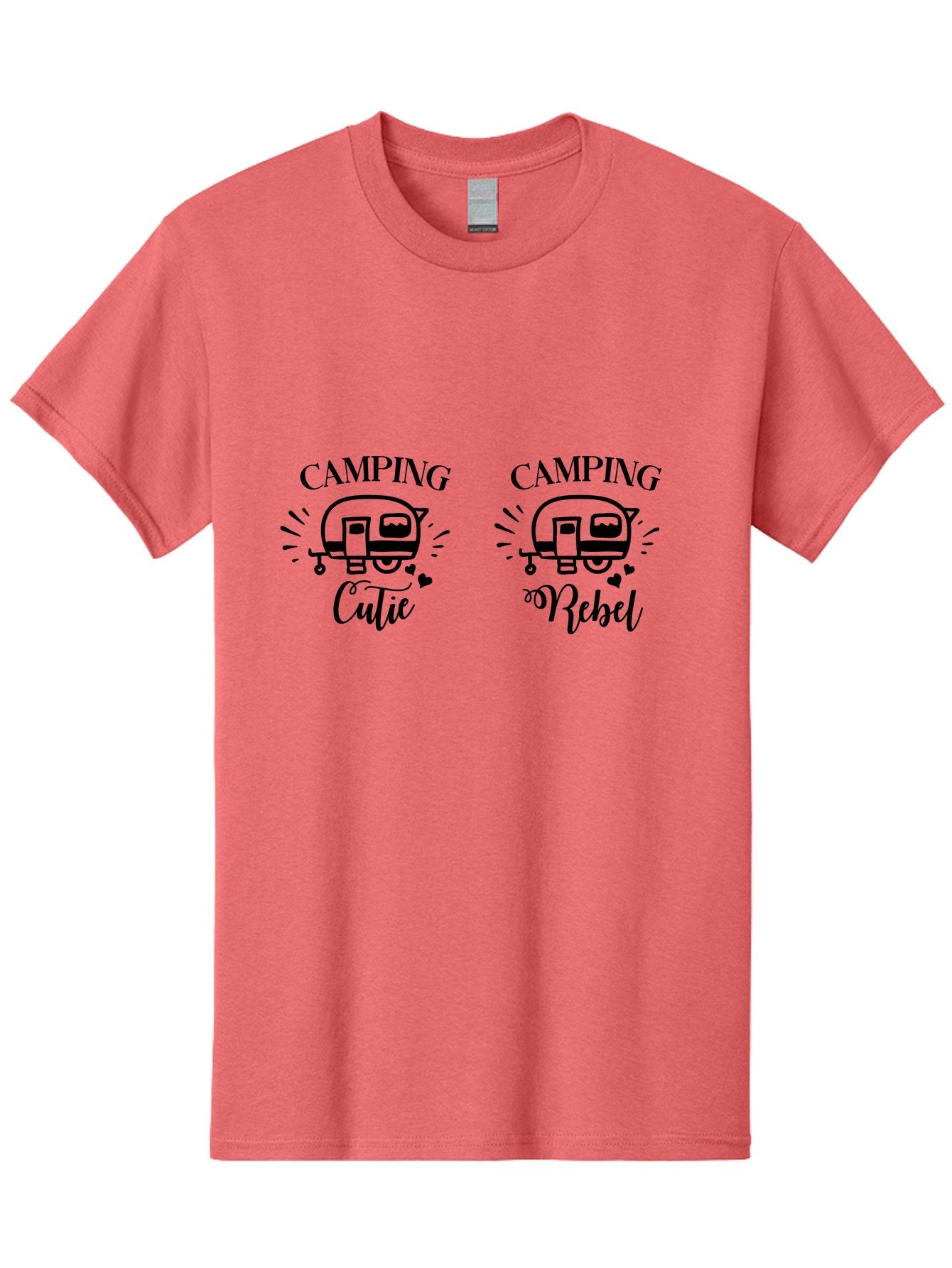 Camping-Cutie-Camping-Rebel Men'S Graphic Tee, 100% Cotton, Comfortable Casual Summer Wear, Machine Washable, Camping Cutie, Camping Rebel, Camper Illustrations, Caravan Graphics, Outdoor Adventure, Travel, Rv, Hearts, Cursive Font Aac560 11