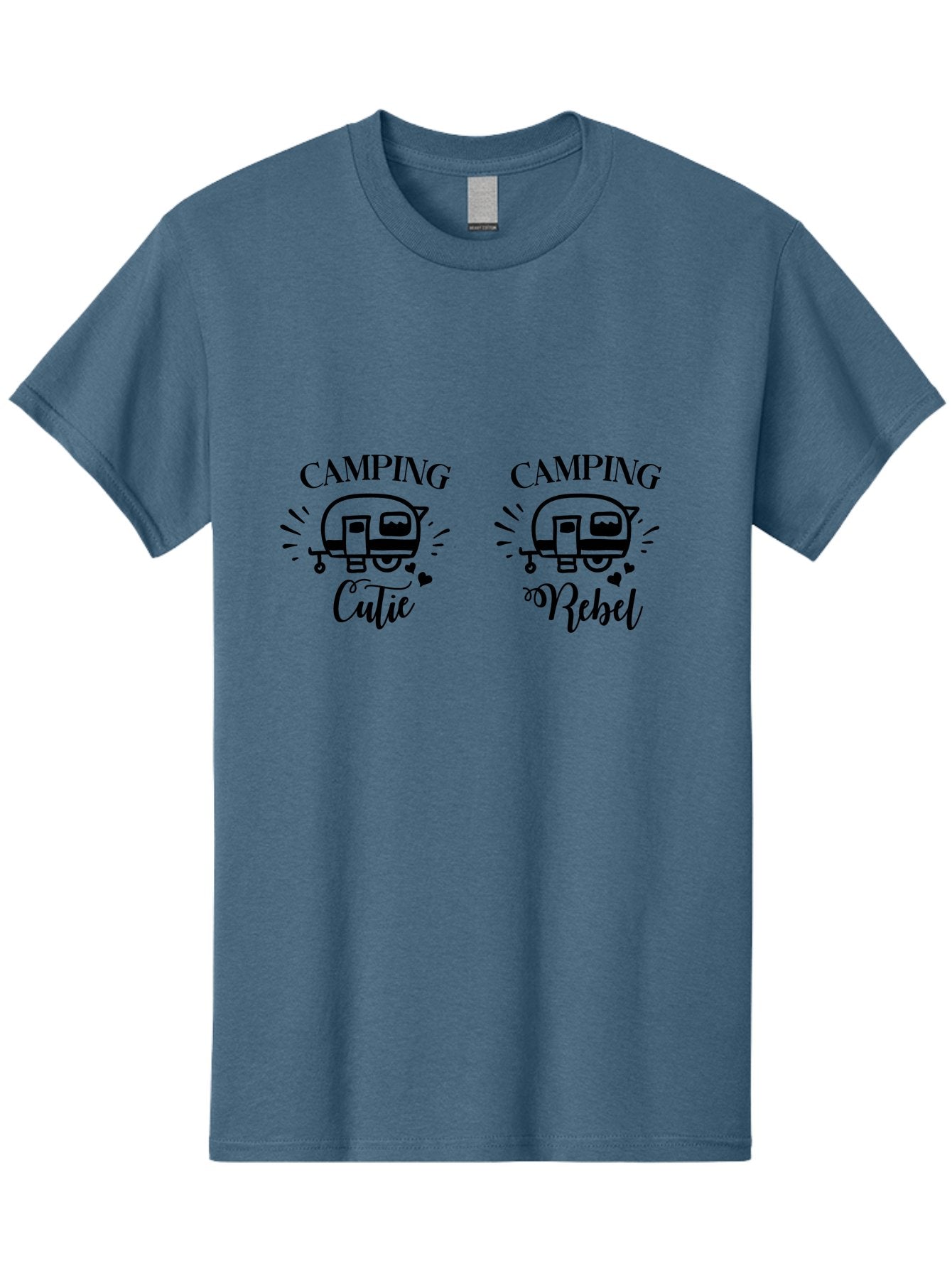 Camping-Cutie-Camping-Rebel Men'S Graphic Tee, 100% Cotton, Comfortable Casual Summer Wear, Machine Washable, Camping Cutie, Camping Rebel, Camper Illustrations, Caravan Graphics, Outdoor Adventure, Travel, Rv, Hearts, Cursive Font Aac560 4