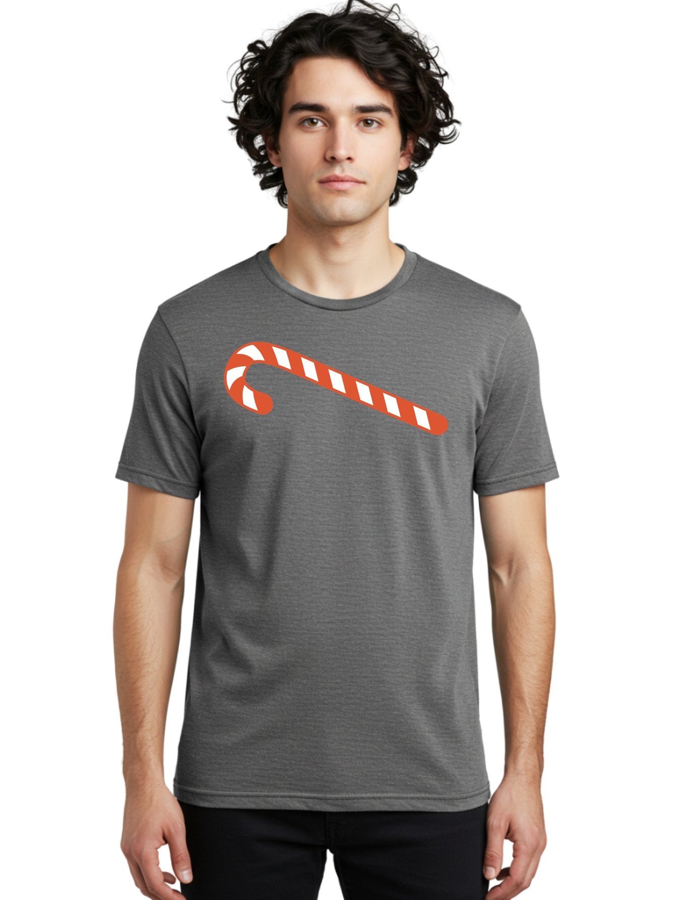 Candy-Cane Men'S Graphic Tee, 100% Cotton, Comfortable Casual Summer Wear, Machine Washable, Striped Candy Cane, Christmas Treat, Festive Holiday Symbol, Red And White Stripes, Sweet Holiday Tradition, Seasonal Delight Aac565 21