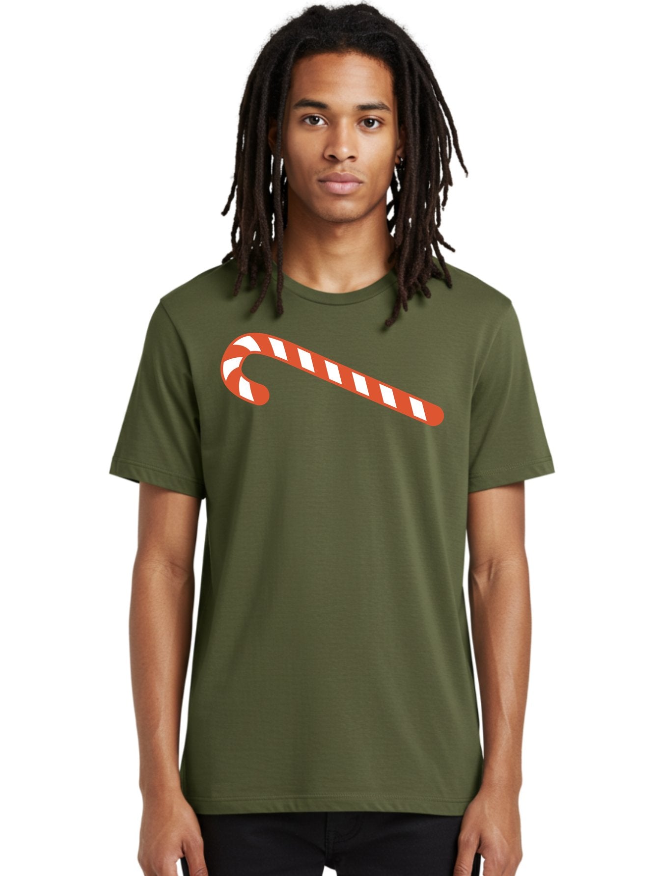 Candy-Cane Men'S Graphic Tee, 100% Cotton, Comfortable Casual Summer Wear, Machine Washable, Striped Candy Cane, Christmas Treat, Festive Holiday Symbol, Red And White Stripes, Sweet Holiday Tradition, Seasonal Delight Aac565 27