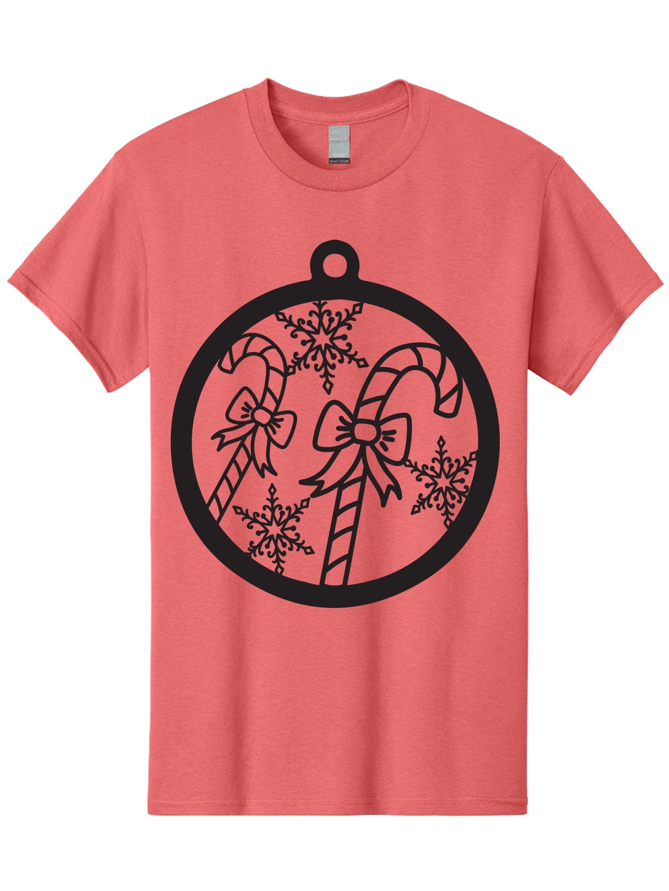 Candy-Canes-Ornament Men'S Graphic Tee, 100% Cotton, Comfortable Casual Summer Wear, Machine Washable, Candy Canes With Bows, Christmas Ornaments, Festive Holiday Decor, Winter Wonderland Theme, Snowflakes, Holiday Cheer, Aac566 4