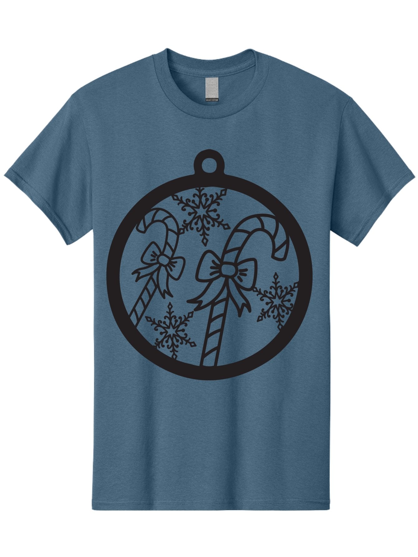Candy-Canes-Ornament Men'S Graphic Tee, 100% Cotton, Comfortable Casual Summer Wear, Machine Washable, Candy Canes With Bows, Christmas Ornaments, Festive Holiday Decor, Winter Wonderland Theme, Snowflakes, Holiday Cheer, Aac566 6