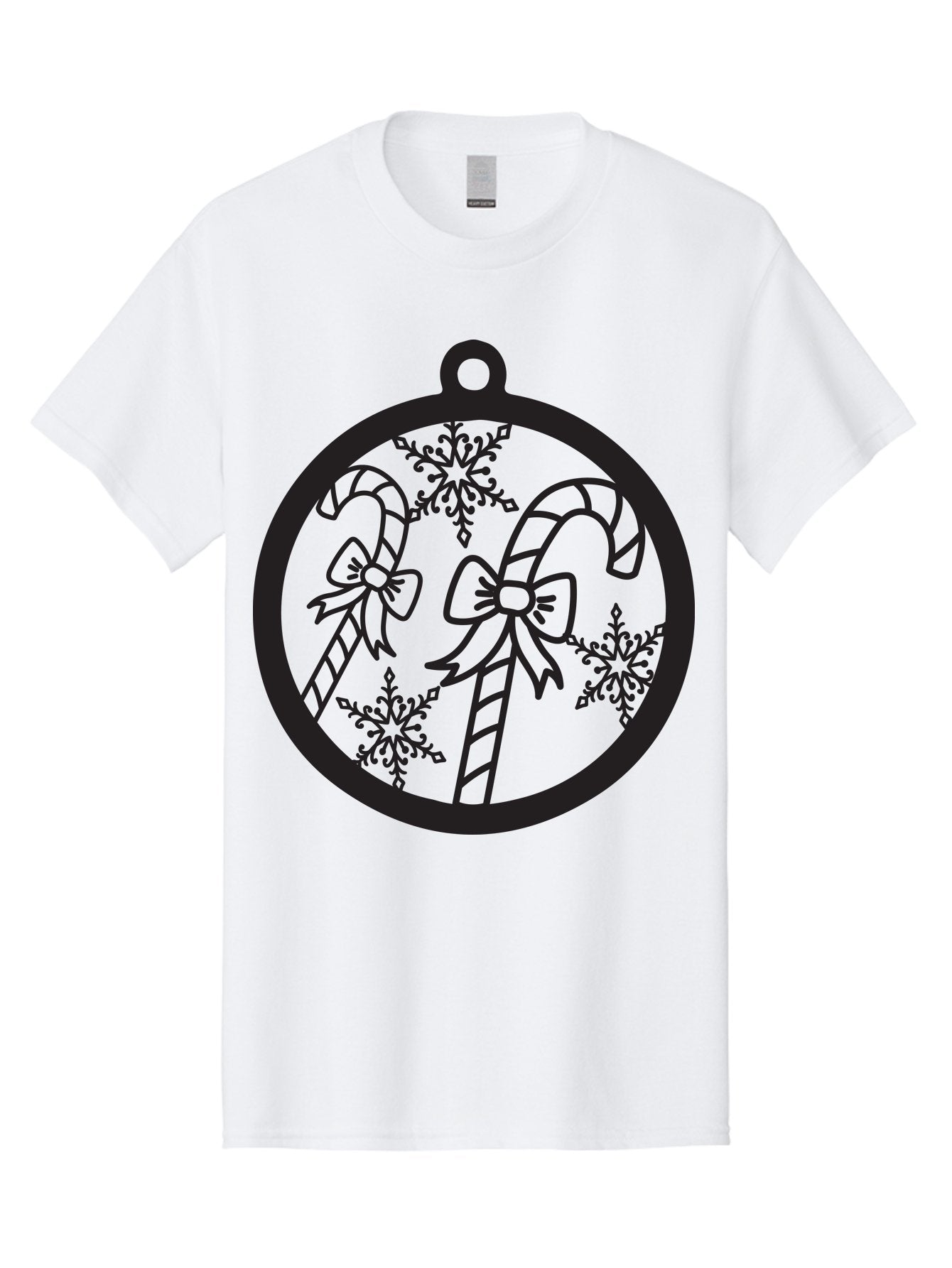 Candy-Canes-Ornament Men'S Graphic Tee, 100% Cotton, Comfortable Casual Summer Wear, Machine Washable, Candy Canes With Bows, Christmas Ornaments, Festive Holiday Decor, Winter Wonderland Theme, Snowflakes, Holiday Cheer, Aac566 8