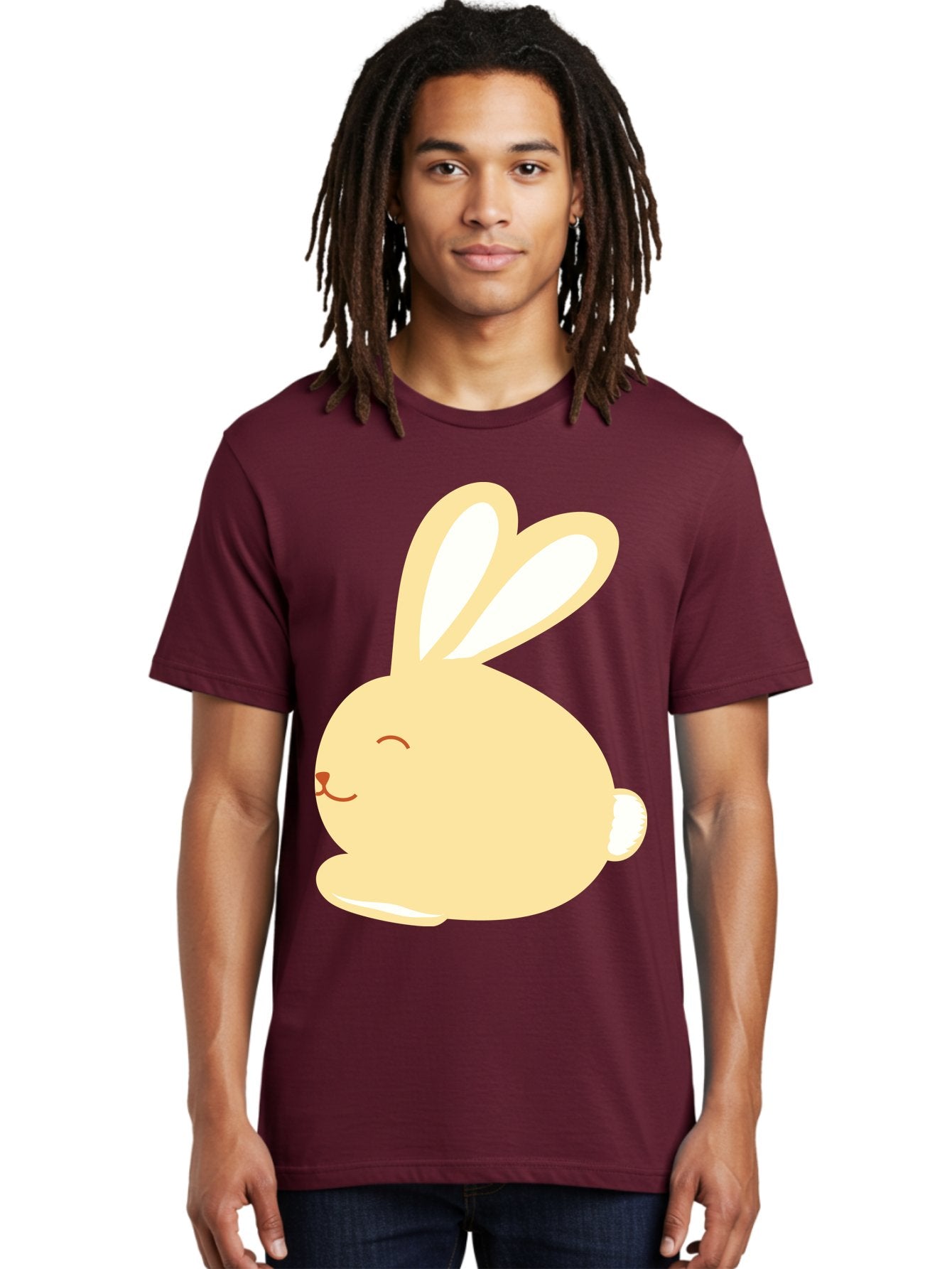 Cartoon-Bunny Men'S Graphic Tee, 100% Cotton, Comfortable Casual Summer Wear, Machine Washable, Cute Rabbit, Cartoon Character, Yellow Bunny, Fluffy Animal, Adorable Creature, Sweet Face, Kawaii Art Aac570 27