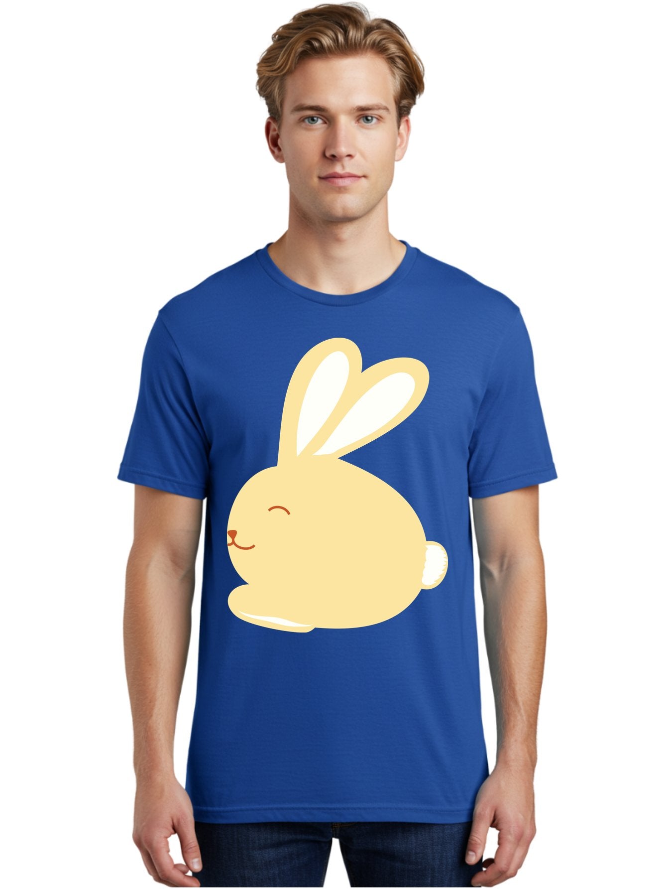 Cartoon-Bunny Men'S Graphic Tee, 100% Cotton, Comfortable Casual Summer Wear, Machine Washable, Cute Rabbit, Cartoon Character, Yellow Bunny, Fluffy Animal, Adorable Creature, Sweet Face, Kawaii Art Aac570 29