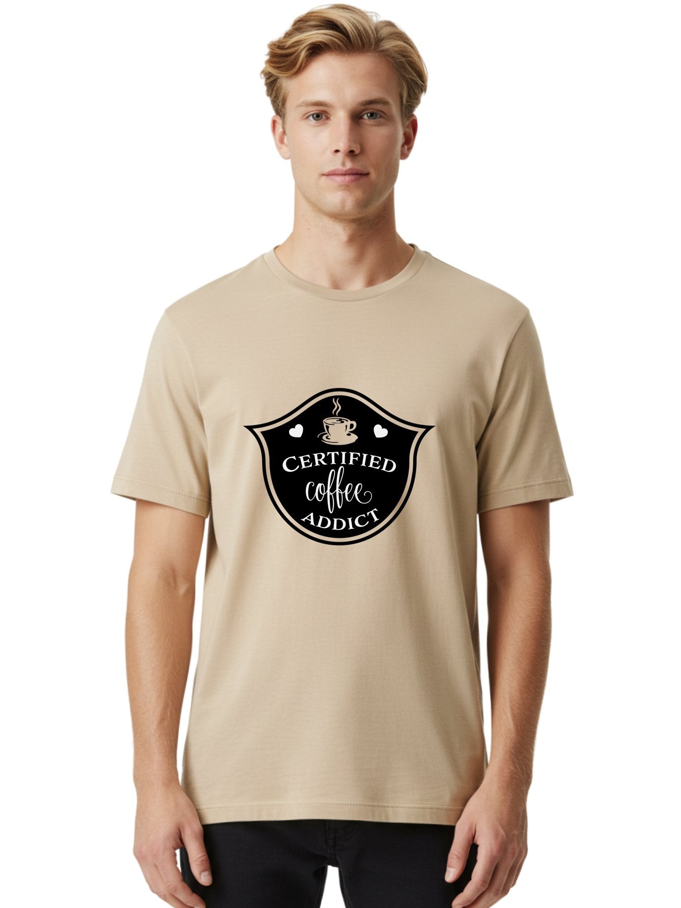 Certified-Coffee-Addict Men'S Graphic Tee, 100% Cotton, Comfortable Casual Summer Wear, Machine Washable, Coffee Lover, Coffee Addiction, Coffee Enthusiast, Coffee Culture, Caffeine Fix, Morning Coffee, Coffee Obsession Aac571 19