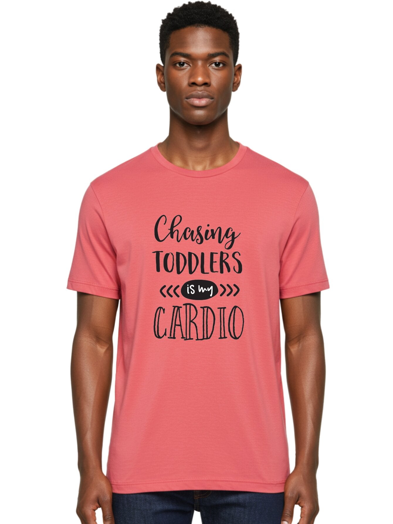 Chasing-Toddlers-Is-My-Cardio Men'S Graphic Tee, 100% Cotton, Comfortable Casual Summer Wear, Machine Washable, Funny Parenting Quote, Mom Life, Humor, Cardio Workout, Chasing Toddlers, Parenting Humor, Mom Jokes, Fitness, Active Parenting, Aac573 23