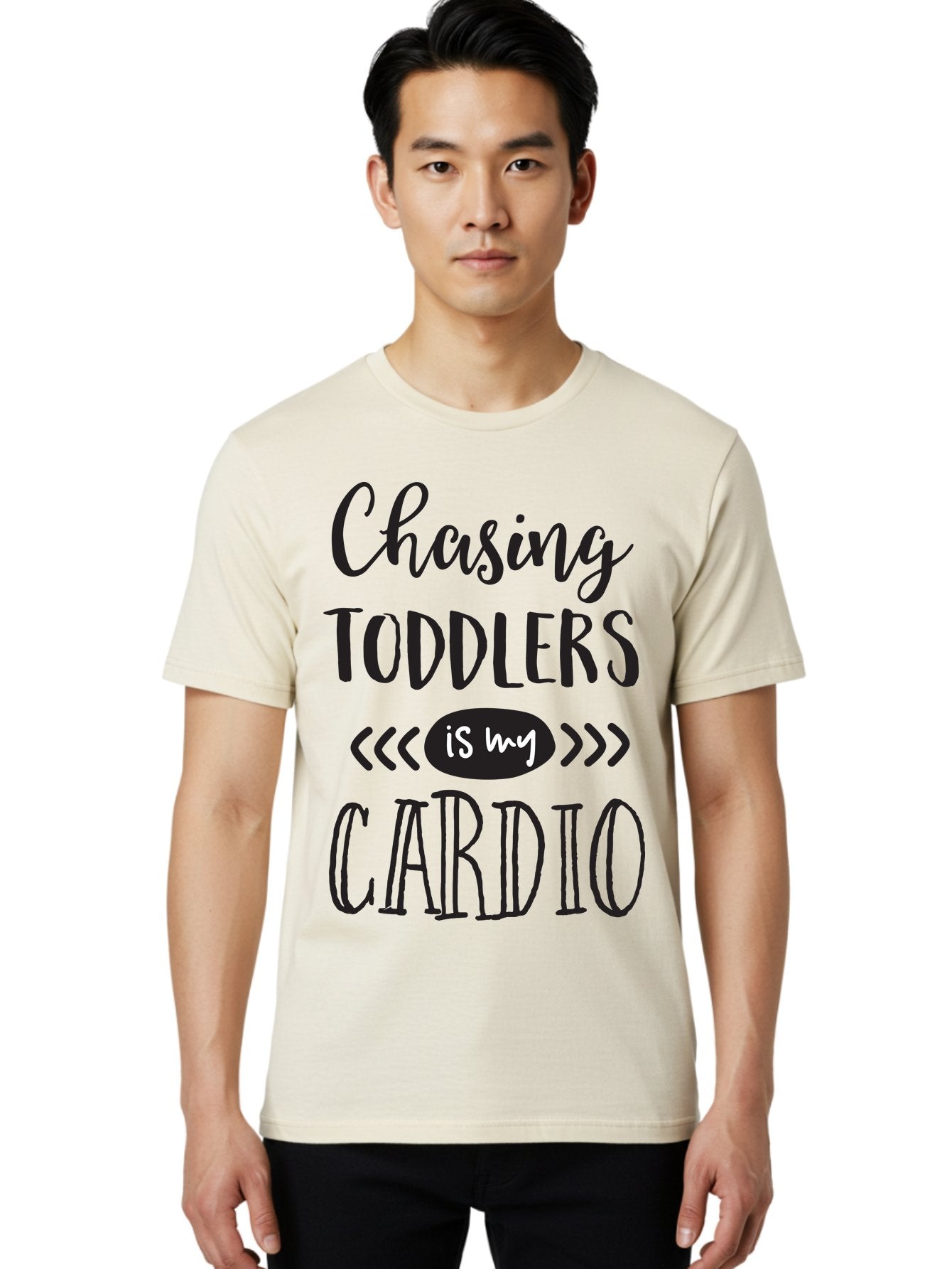 Chasing-Toddlers-Is-My-Cardio Men'S Graphic Tee, 100% Cotton, Comfortable Casual Summer Wear, Machine Washable, Funny Parenting Quote, Mom Life, Humor, Cardio Workout, Chasing Toddlers, Parenting Humor, Mom Jokes, Fitness, Active Parenting, Aac573 16