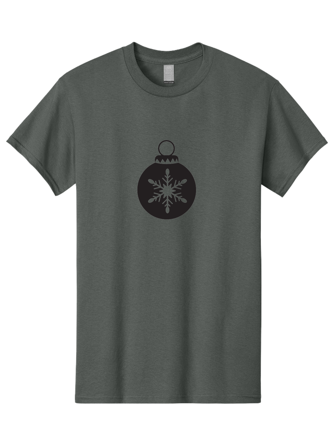 Christmas-Bauble Men'S Graphic Tee, 100% Cotton, Comfortable Casual Summer Wear, Machine Washable, Christmas Decoration, Festive Symbol, Snowflake Design, Holiday Ornament, Black And Green, Winter Wonderland Theme, Seasonal Graphic, Aac576 7