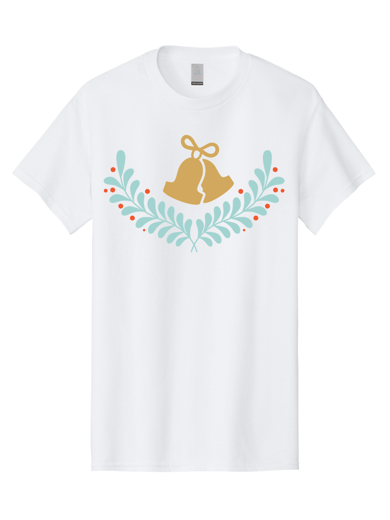 Christmas-Bells-1 Men'S Graphic Tee, 100% Cotton, Comfortable Casual Summer Wear, Machine Washable, Christmas Bells, Festive Wreath, Holiday Decorations, Orange Bells, White Leaves, Red Berries, Seasonal Decor, Winter Wonderland, Holiday Cheer Aac577 27