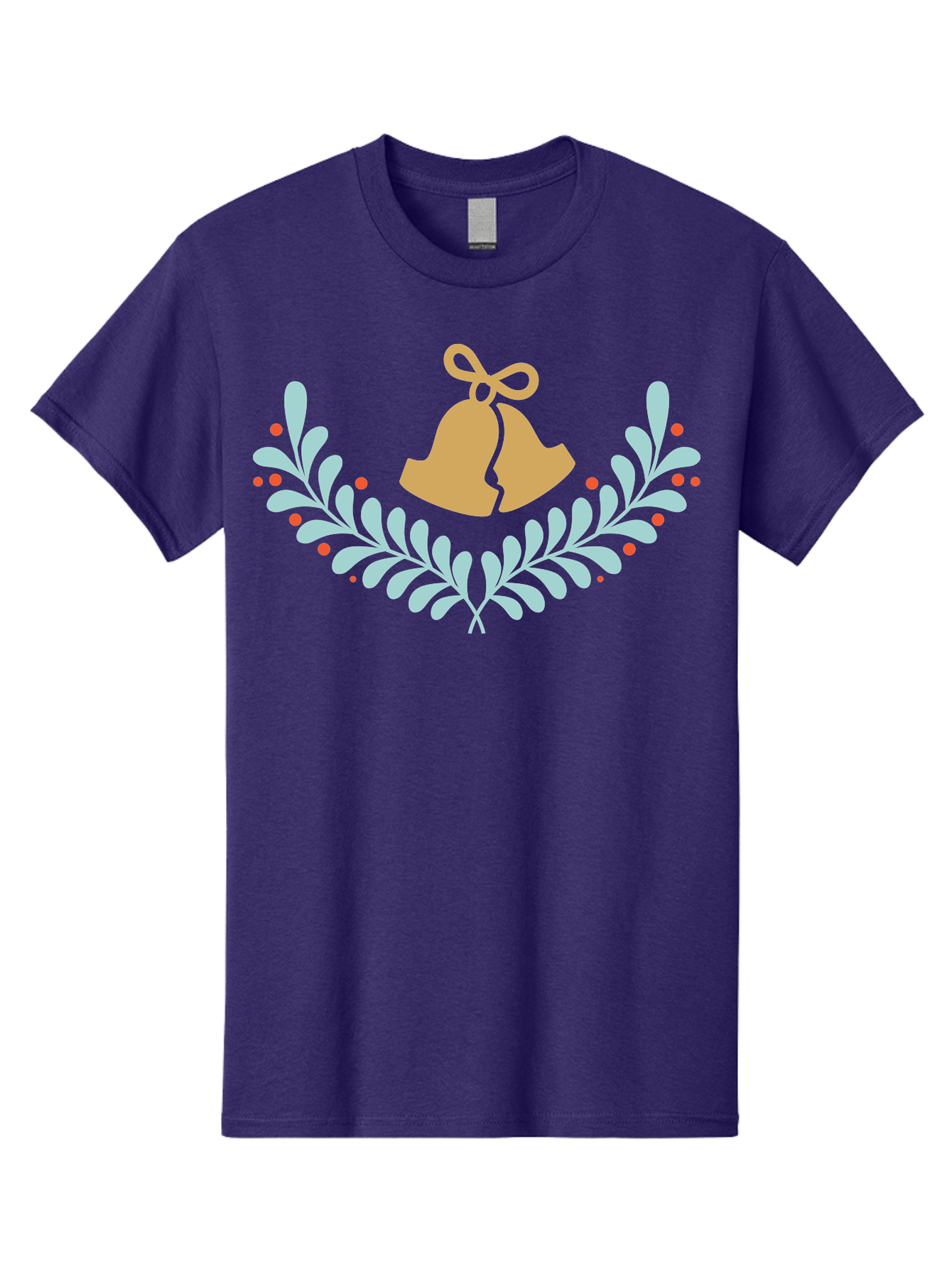 Christmas-Bells Men'S Graphic Tee, 100% Cotton, Comfortable Casual Summer Wear, Machine Washable, Christmas Bells, Holly Leaves, Festive Decorations, Holiday Symbols, Christmas Ornaments, Golden Bells, Red Berries Aac578 13
