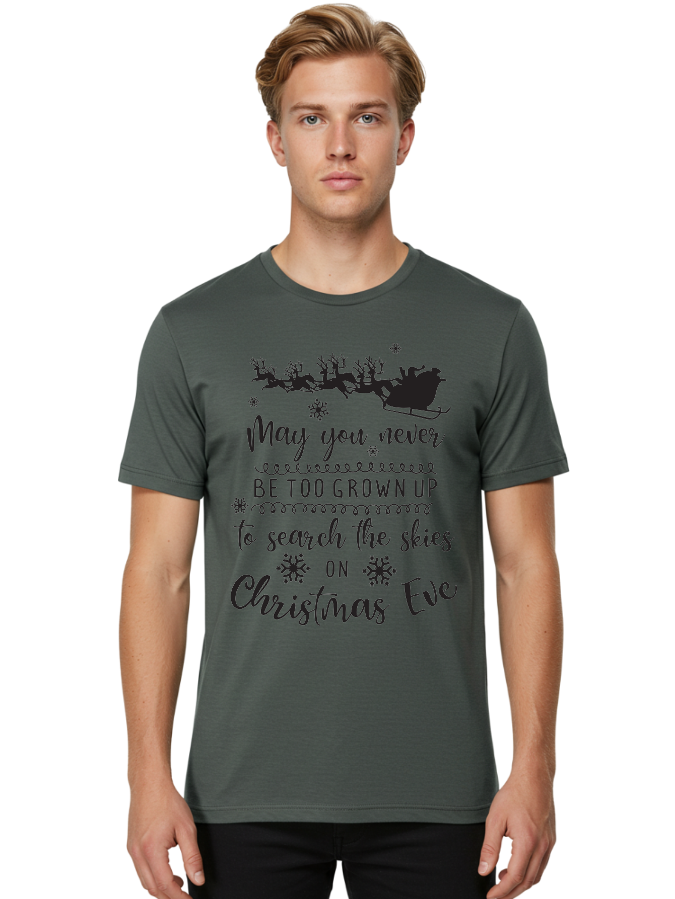 Christmas-Eve Men'S Graphic Tee, 100% Cotton, Comfortable Casual Summer Wear, Machine Washable, Christmas Eve Wish, Santa Claus, Sleigh Ride, Reindeer, Festive Quote, Holiday Magic, Winter Wonderland, Christmas Magic, Santa'S Sleigh Aac581 18