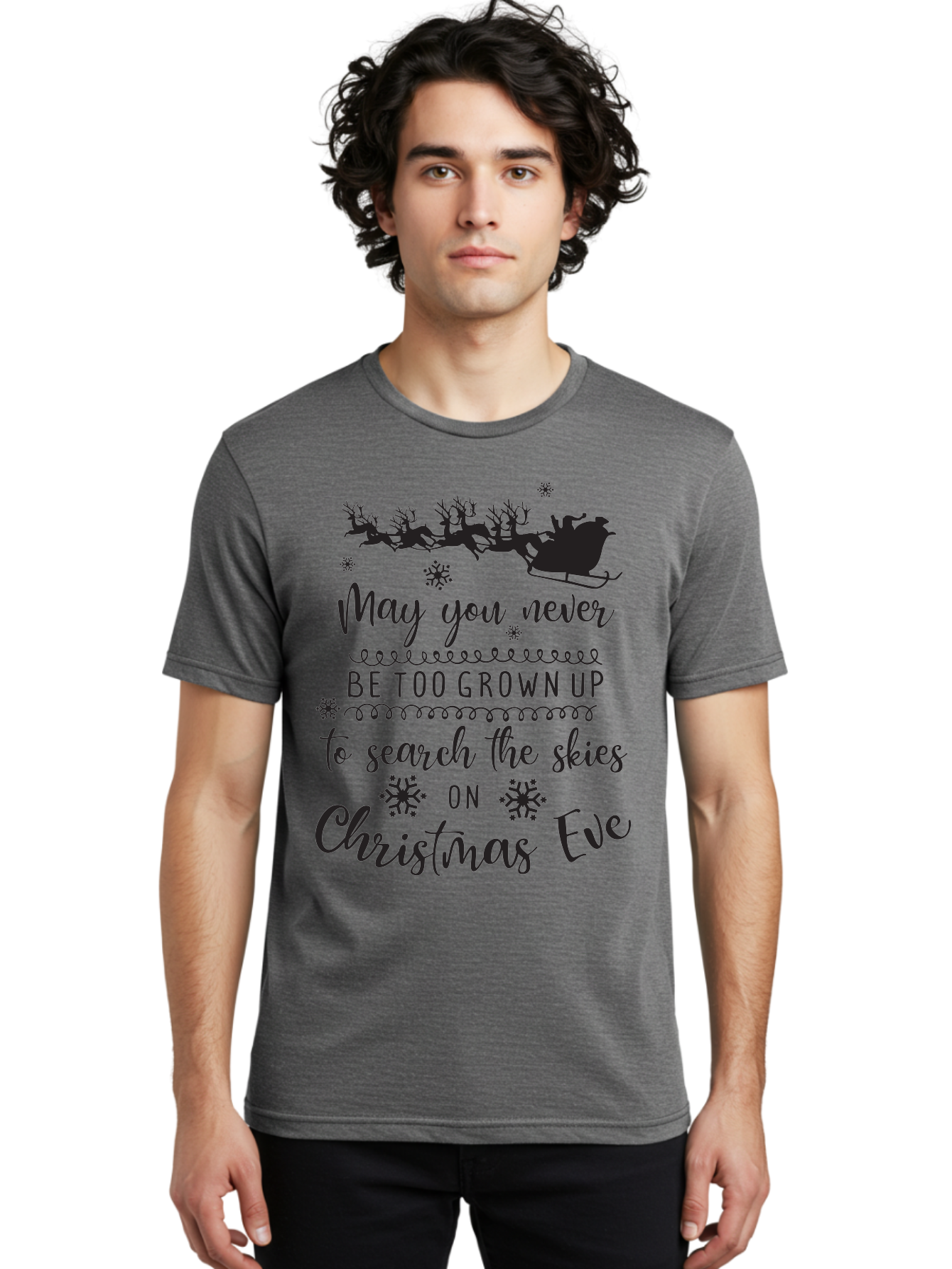 Christmas-Eve Men'S Graphic Tee, 100% Cotton, Comfortable Casual Summer Wear, Machine Washable, Christmas Eve Wish, Santa Claus, Sleigh Ride, Reindeer, Festive Quote, Holiday Magic, Winter Wonderland, Christmas Magic, Santa'S Sleigh Aac581 10