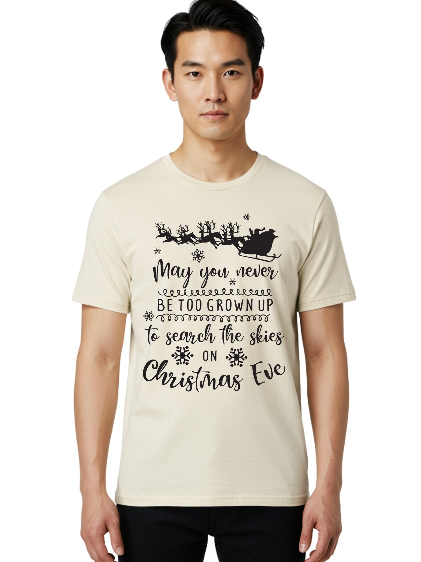 Christmas-Eve Men'S Graphic Tee, 100% Cotton, Comfortable Casual Summer Wear, Machine Washable, Christmas Eve Wish, Santa Claus, Sleigh Ride, Reindeer, Festive Quote, Holiday Magic, Winter Wonderland, Christmas Magic, Santa'S Sleigh Aac581 27