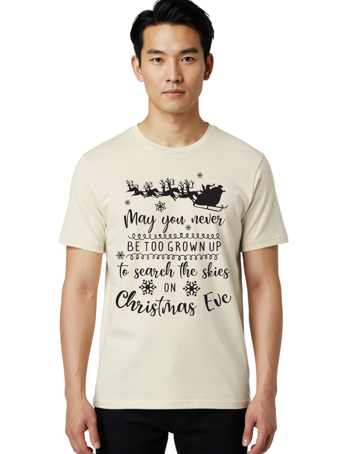 Christmas-Eve Men'S Graphic Tee, 100% Cotton, Comfortable Casual Summer Wear, Machine Washable, Christmas Eve Wish, Santa Claus, Sleigh Ride, Reindeer, Festive Quote, Holiday Magic, Winter Wonderland, Christmas Magic, Santa'S Sleigh Aac581 8