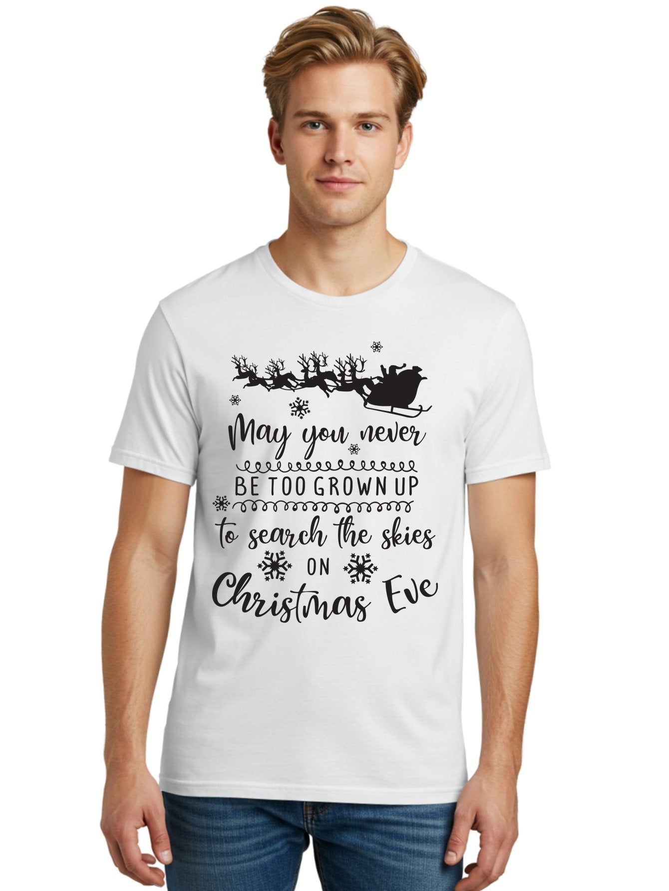 Christmas-Eve Men'S Graphic Tee, 100% Cotton, Comfortable Casual Summer Wear, Machine Washable, Christmas Eve Wish, Santa Claus, Sleigh Ride, Reindeer, Festive Quote, Holiday Magic, Winter Wonderland, Christmas Magic, Santa'S Sleigh Aac581 28