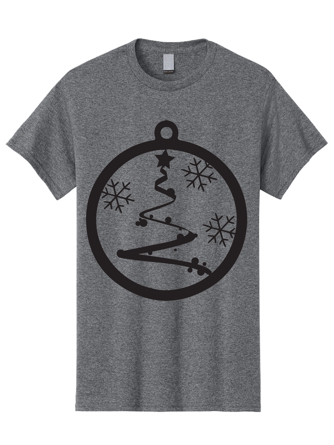 Christmas-Ornament-1 Men'S Graphic Tee, 100% Cotton, Comfortable Casual Summer Wear, Machine Washable, Christmas Tree, Snowflakes, Winter Decoration, Festive Symbol, Holiday Ornaments, Christmas Decor, Tree Silhouette, Star On Top, Aac582