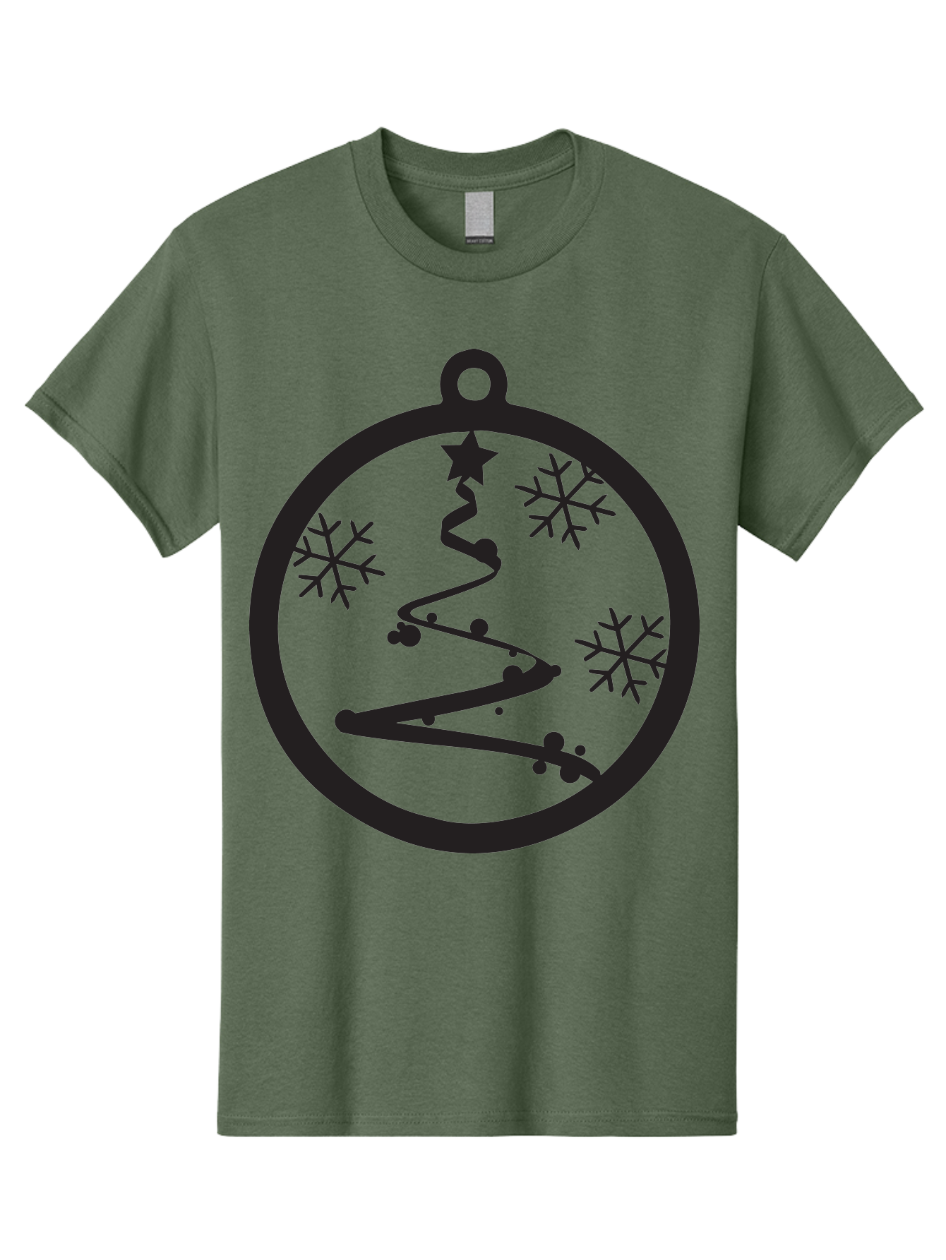 Christmas-Ornament-1 Men'S Graphic Tee, 100% Cotton, Comfortable Casual Summer Wear, Machine Washable, Christmas Tree, Snowflakes, Winter Decoration, Festive Symbol, Holiday Ornaments, Christmas Decor, Tree Silhouette, Star On Top, Aac582 25
