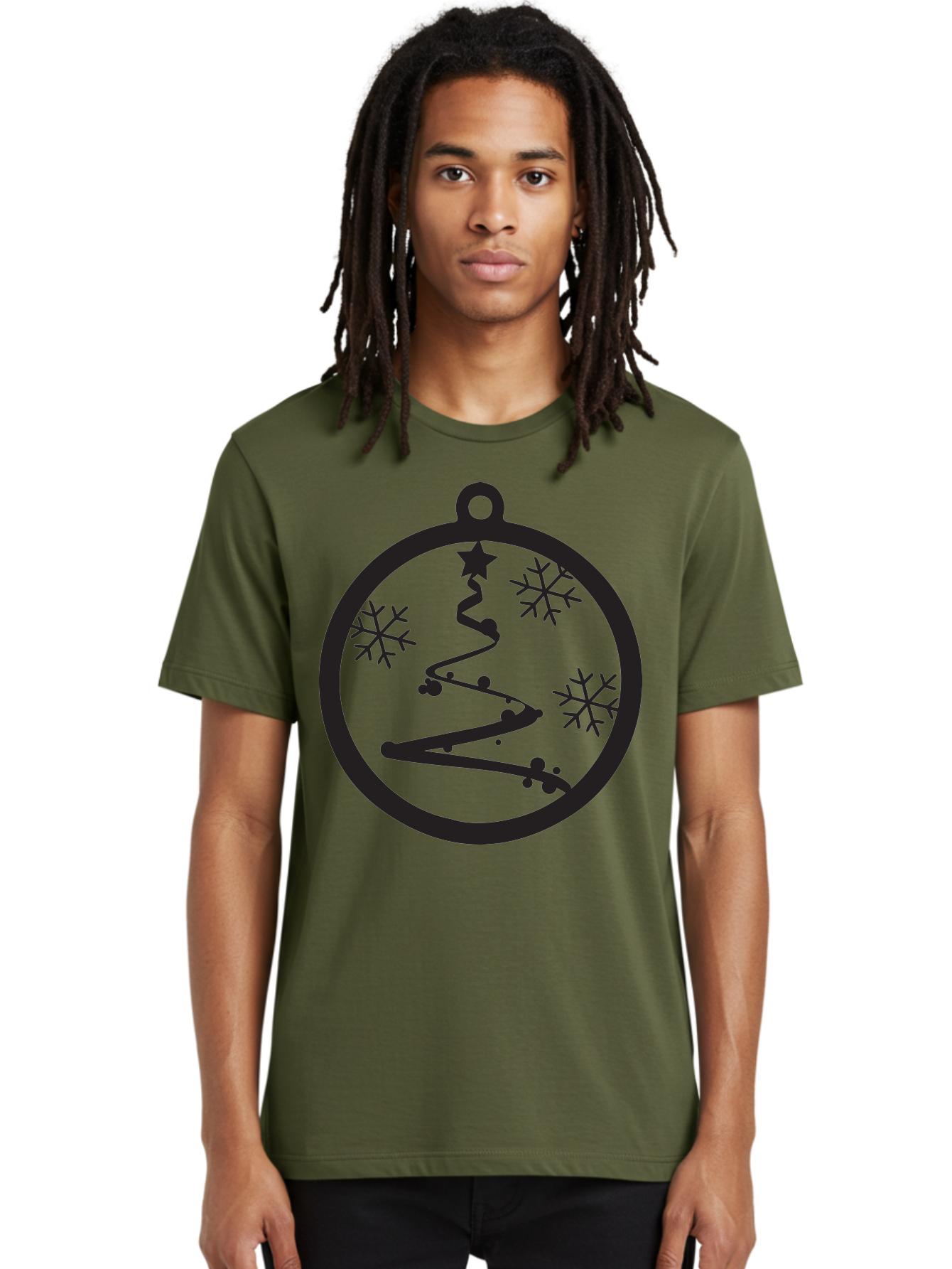 Christmas-Ornament-1 Men'S Graphic Tee, 100% Cotton, Comfortable Casual Summer Wear, Machine Washable, Christmas Tree, Snowflakes, Winter Decoration, Festive Symbol, Holiday Ornaments, Christmas Decor, Tree Silhouette, Star On Top, Aac582 26