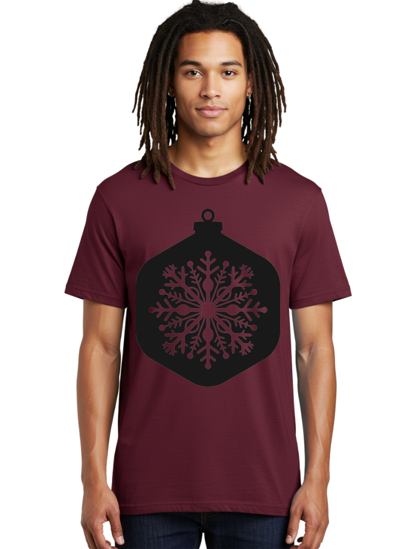 Christmas-Ornament-Snowflake Men'S Graphic Tee, 100% Cotton, Comfortable Casual Summer Wear, Machine Washable, Christmas Ornament, Snowflake Design, Festive Decor, Holiday Symbol, Winter Wonderland, Seasonal Charm, Elegant Pattern, Aac583