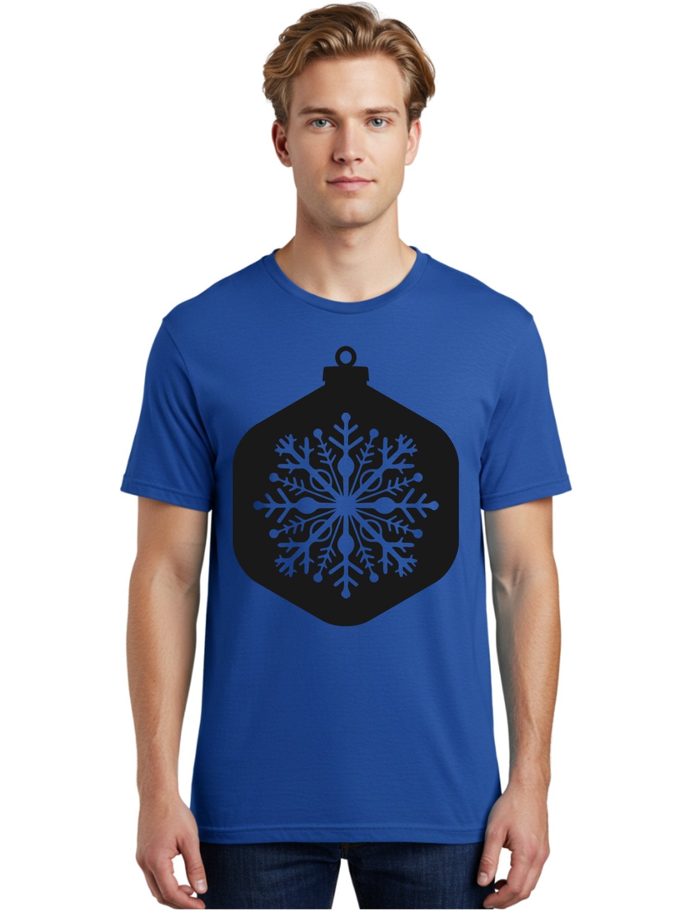Christmas-Ornament-Snowflake Men'S Graphic Tee, 100% Cotton, Comfortable Casual Summer Wear, Machine Washable, Christmas Ornament, Snowflake Design, Festive Decor, Holiday Symbol, Winter Wonderland, Seasonal Charm, Elegant Pattern, Aac583 25