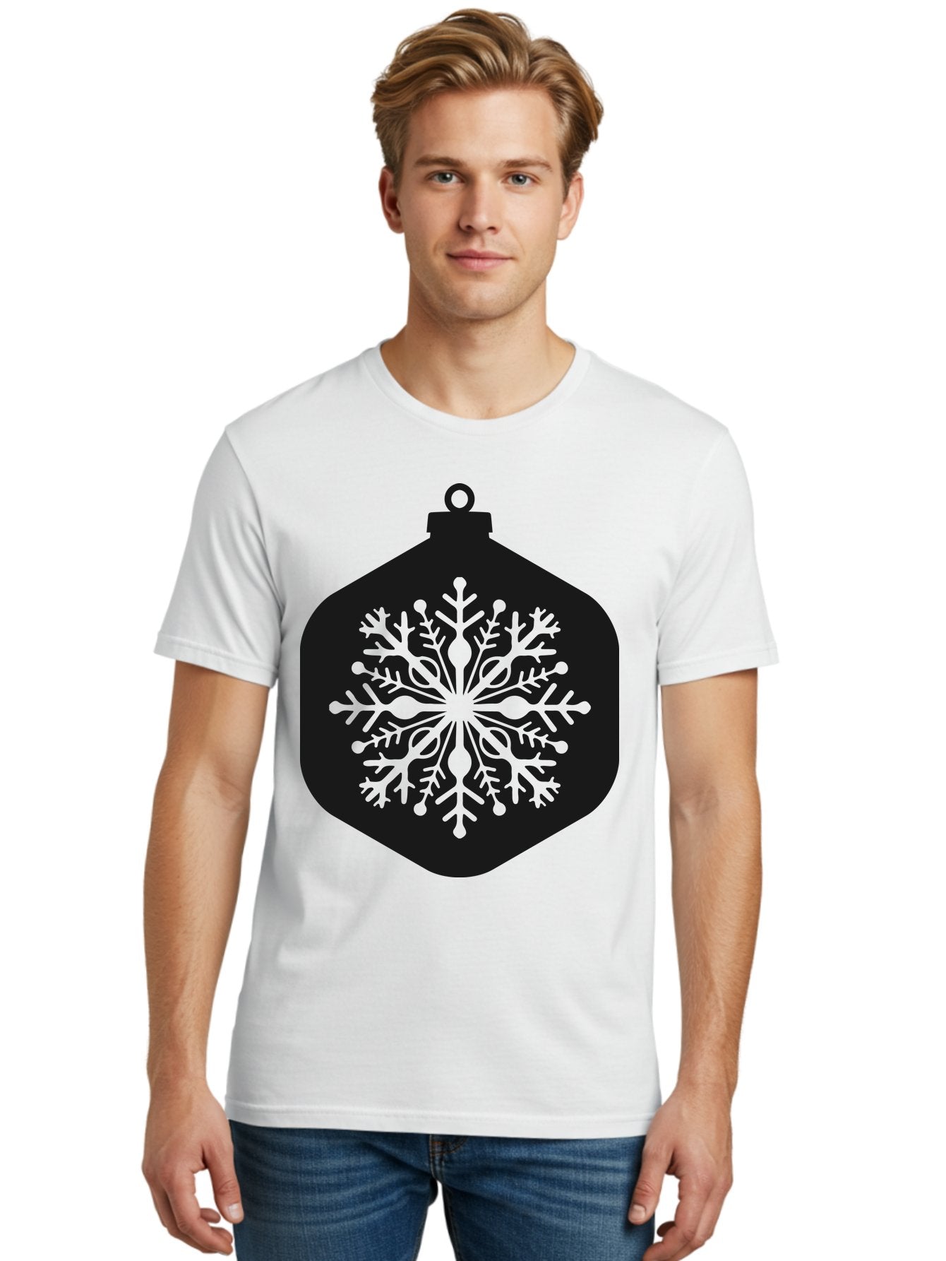 Christmas-Ornament-Snowflake Men'S Graphic Tee, 100% Cotton, Comfortable Casual Summer Wear, Machine Washable, Christmas Ornament, Snowflake Design, Festive Decor, Holiday Symbol, Winter Wonderland, Seasonal Charm, Elegant Pattern, Aac583 18