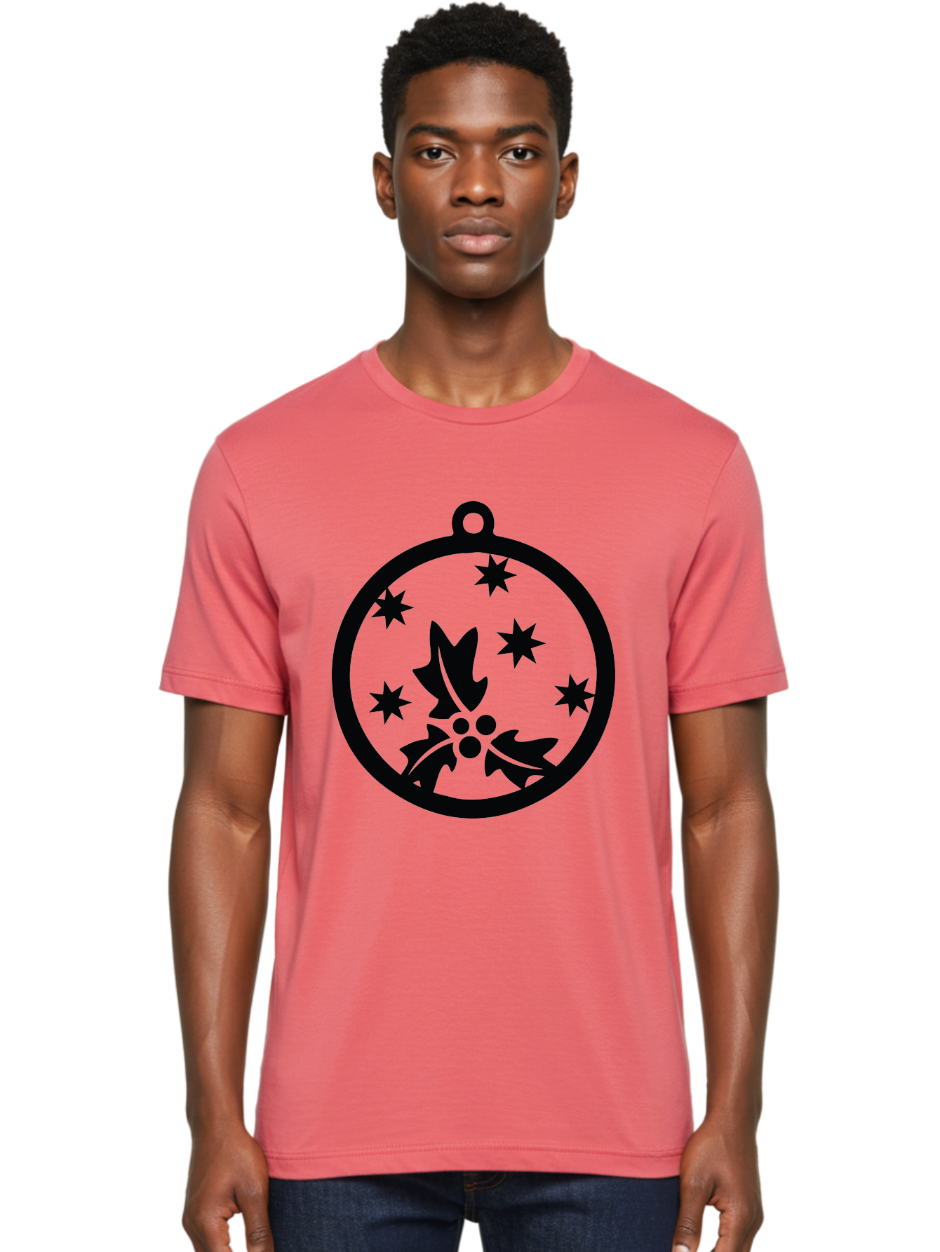 Christmas-Ornament Men'S Graphic Tee, 100% Cotton, Comfortable Casual Summer Wear, Machine Washable, Christmas Bauble, Holly Decoration, Festive Stars, Holiday Ornament, Seasonal Design, Winter Decor, Christmas Symbol Aac584 8