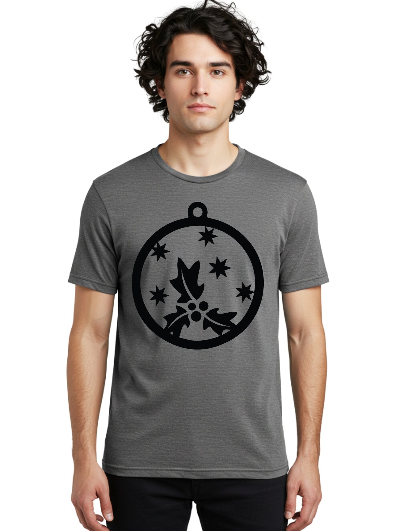 Christmas-Ornament Men'S Graphic Tee, 100% Cotton, Comfortable Casual Summer Wear, Machine Washable, Christmas Bauble, Holly Decoration, Festive Stars, Holiday Ornament, Seasonal Design, Winter Decor, Christmas Symbol Aac584 20