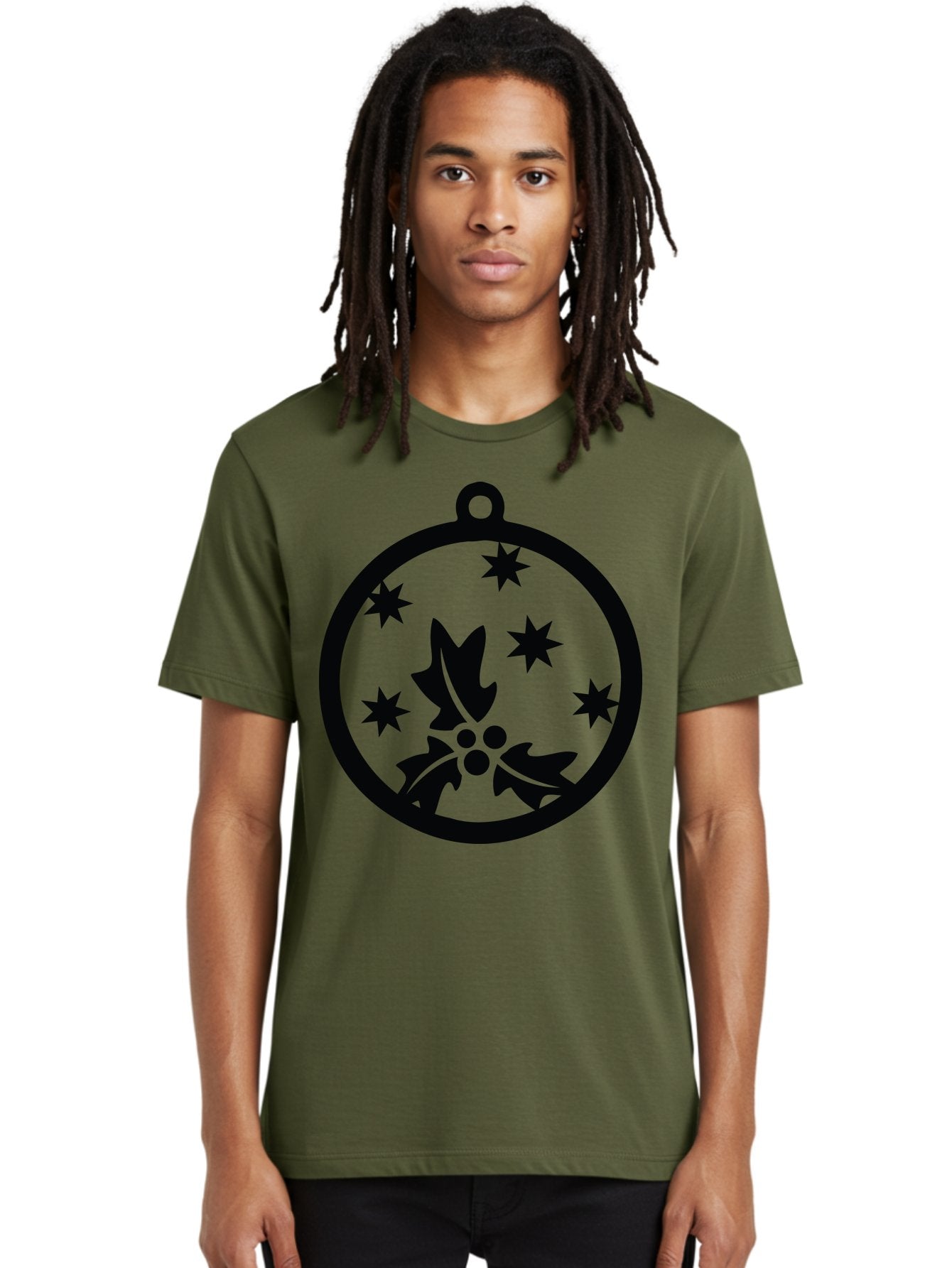 Christmas-Ornament Men'S Graphic Tee, 100% Cotton, Comfortable Casual Summer Wear, Machine Washable, Christmas Bauble, Holly Decoration, Festive Stars, Holiday Ornament, Seasonal Design, Winter Decor, Christmas Symbol Aac584 23