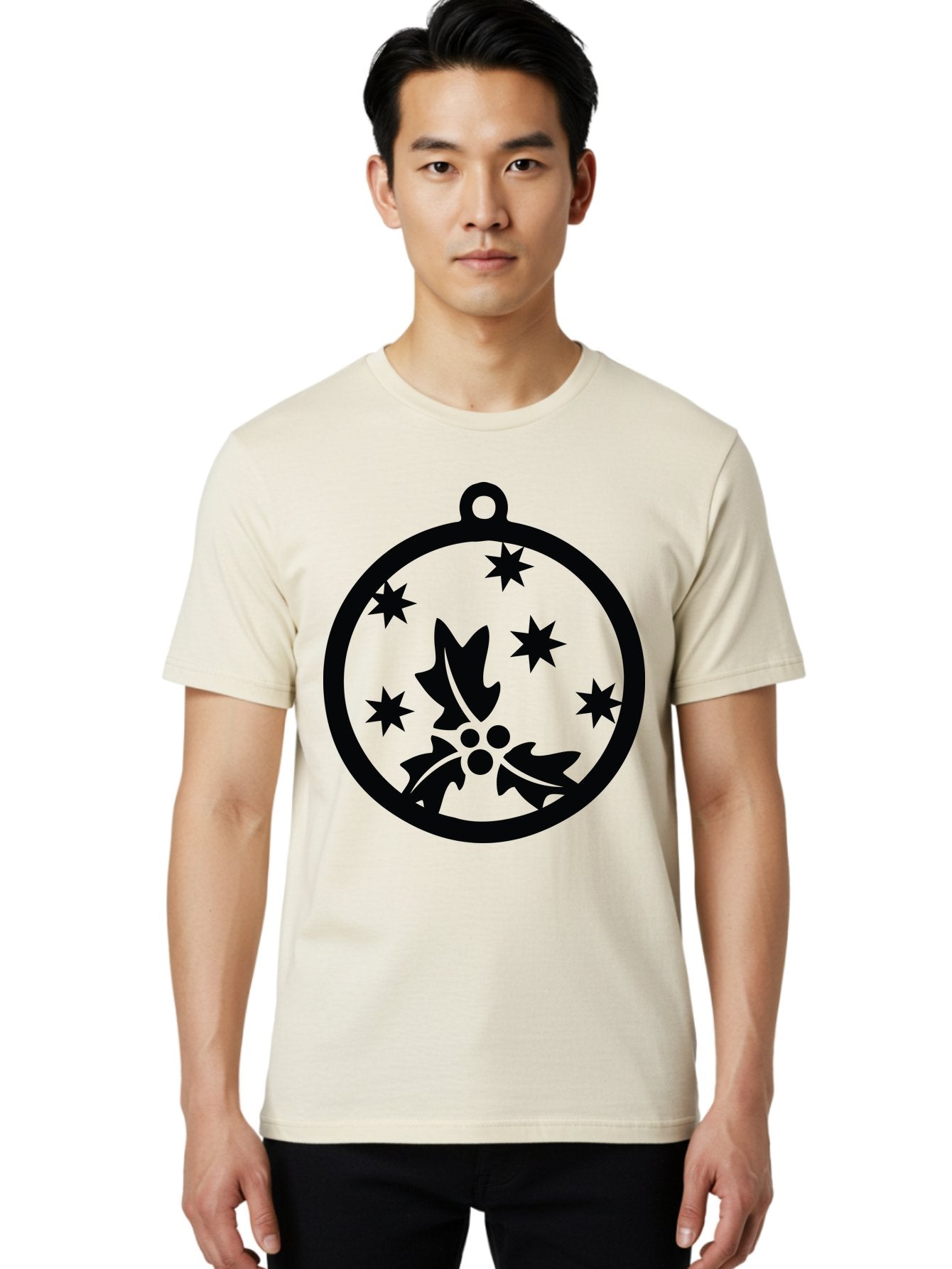 Christmas-Ornament Men'S Graphic Tee, 100% Cotton, Comfortable Casual Summer Wear, Machine Washable, Christmas Bauble, Holly Decoration, Festive Stars, Holiday Ornament, Seasonal Design, Winter Decor, Christmas Symbol Aac584 29
