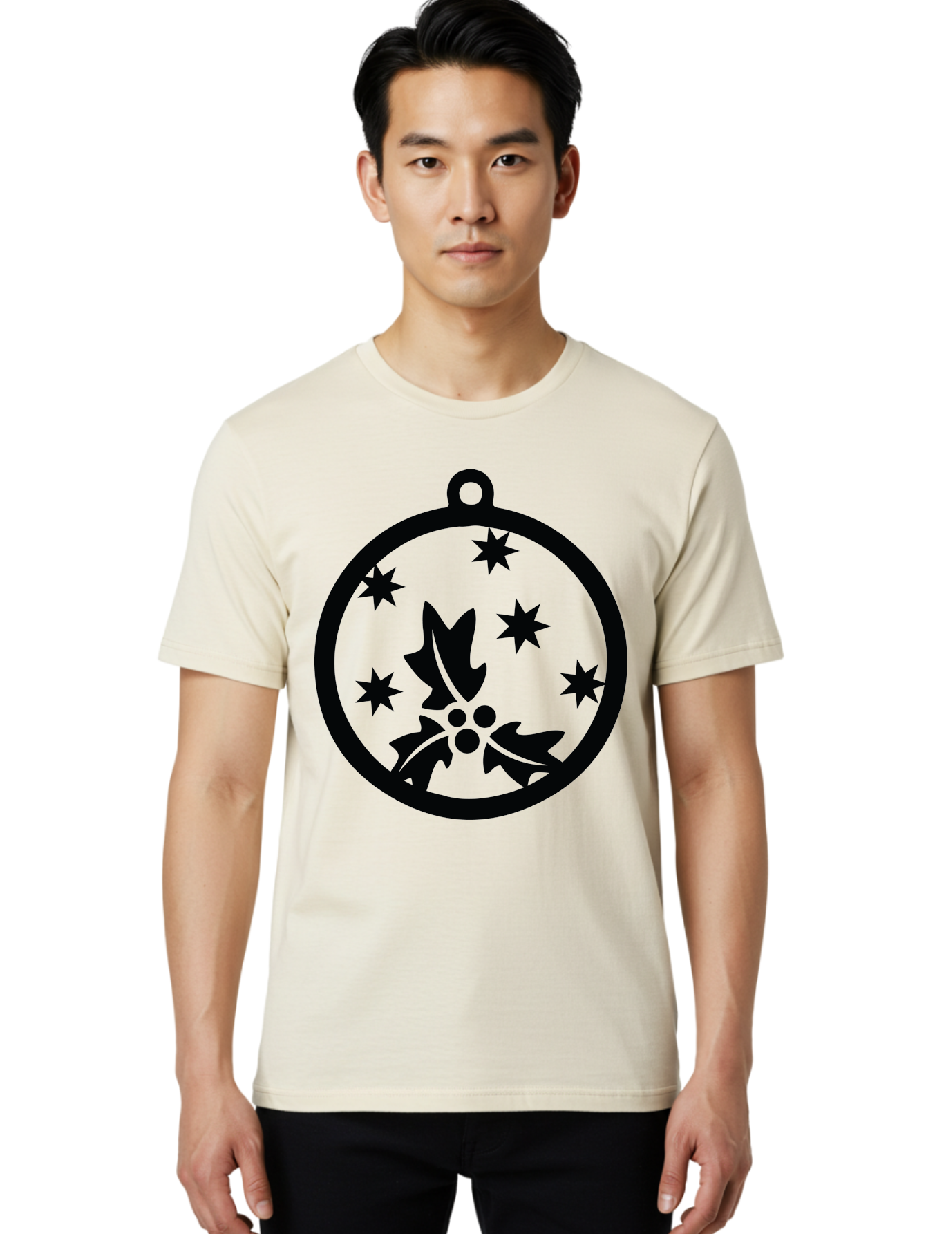 Christmas-Ornament Men'S Graphic Tee, 100% Cotton, Comfortable Casual Summer Wear, Machine Washable, Christmas Bauble, Holly Decoration, Festive Stars, Holiday Ornament, Seasonal Design, Winter Decor, Christmas Symbol Aac584 4