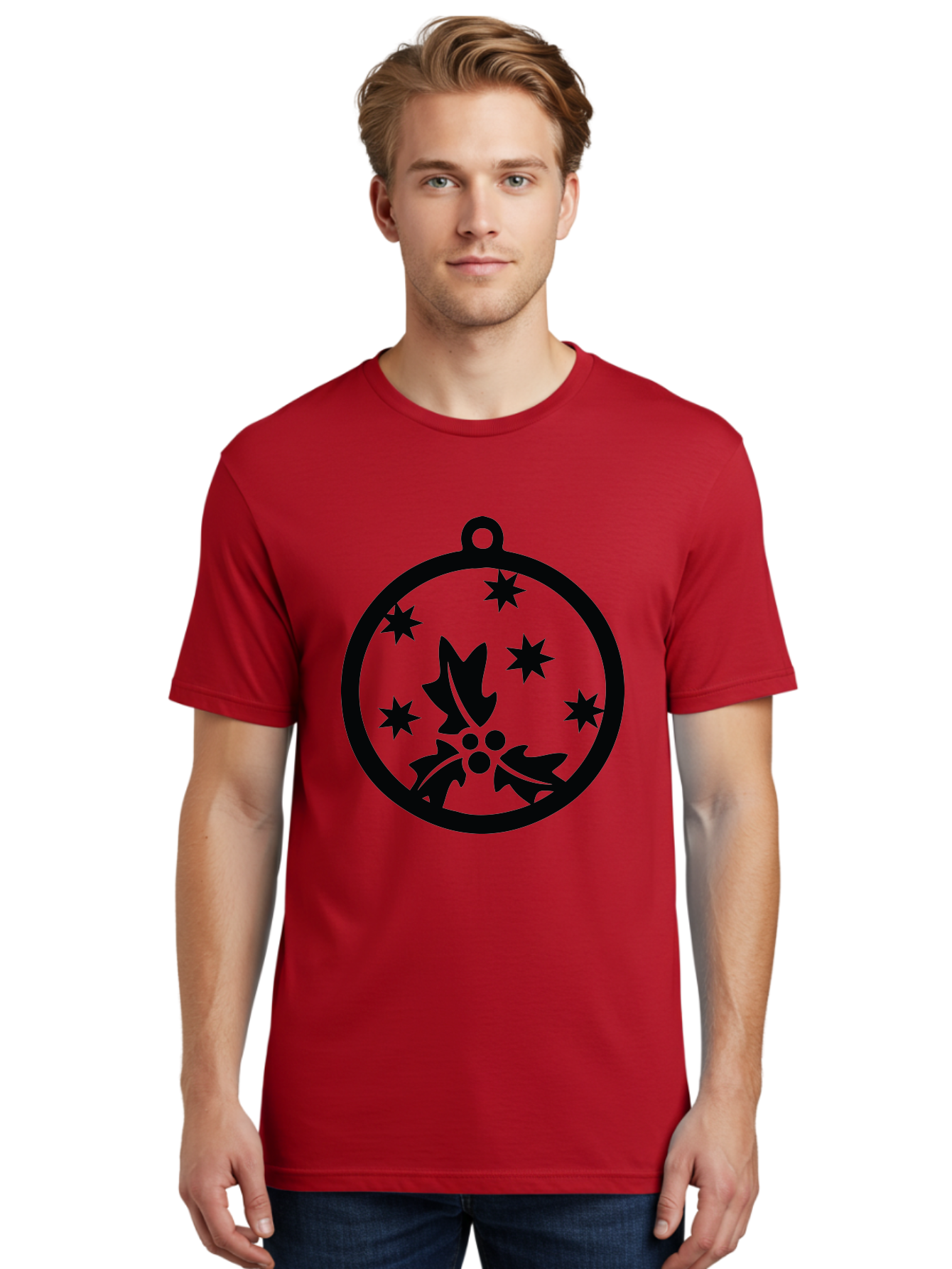Christmas-Ornament Men'S Graphic Tee, 100% Cotton, Comfortable Casual Summer Wear, Machine Washable, Christmas Bauble, Holly Decoration, Festive Stars, Holiday Ornament, Seasonal Design, Winter Decor, Christmas Symbol Aac584 20